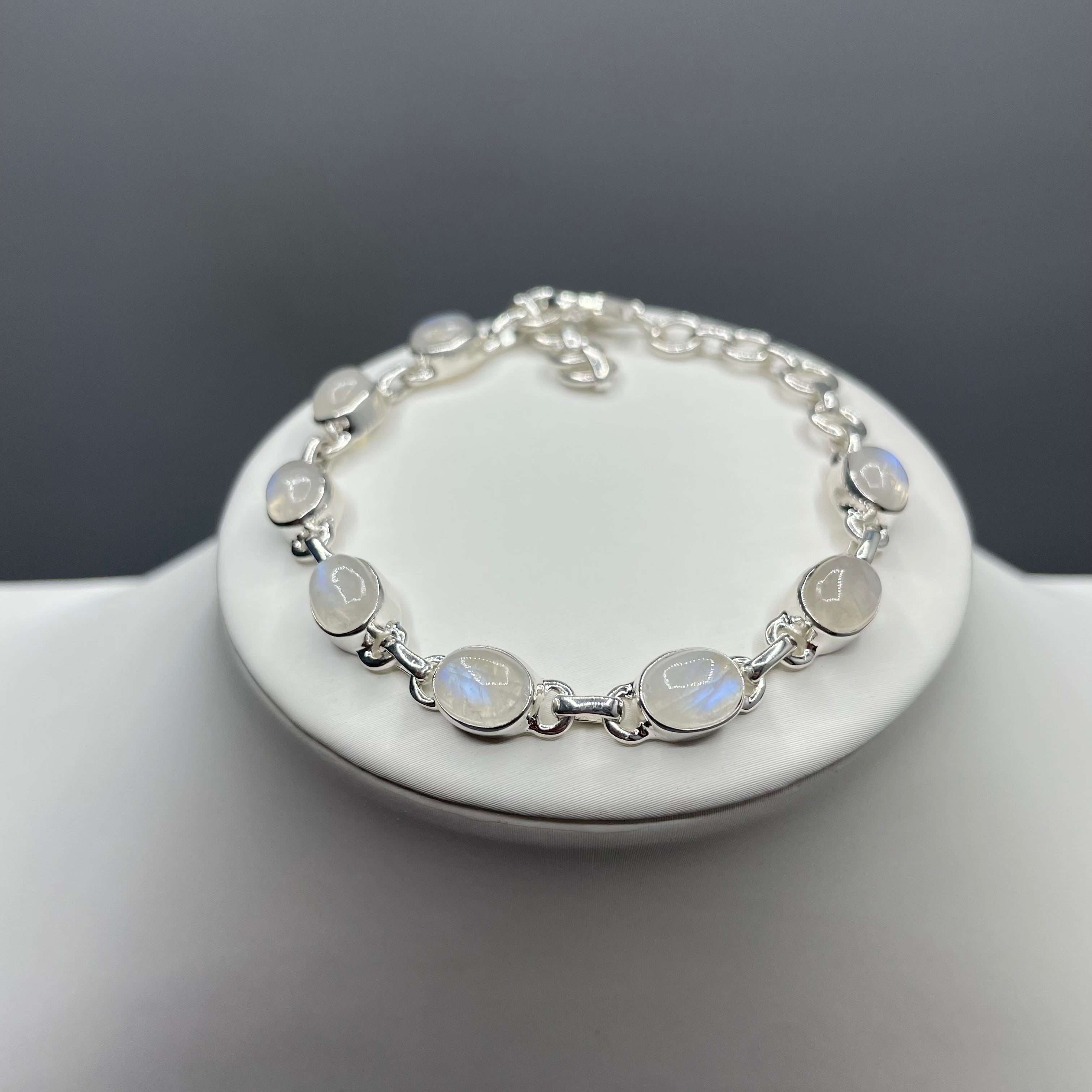 Bracciale Labradorite Bianca e Argento 925 - ovale