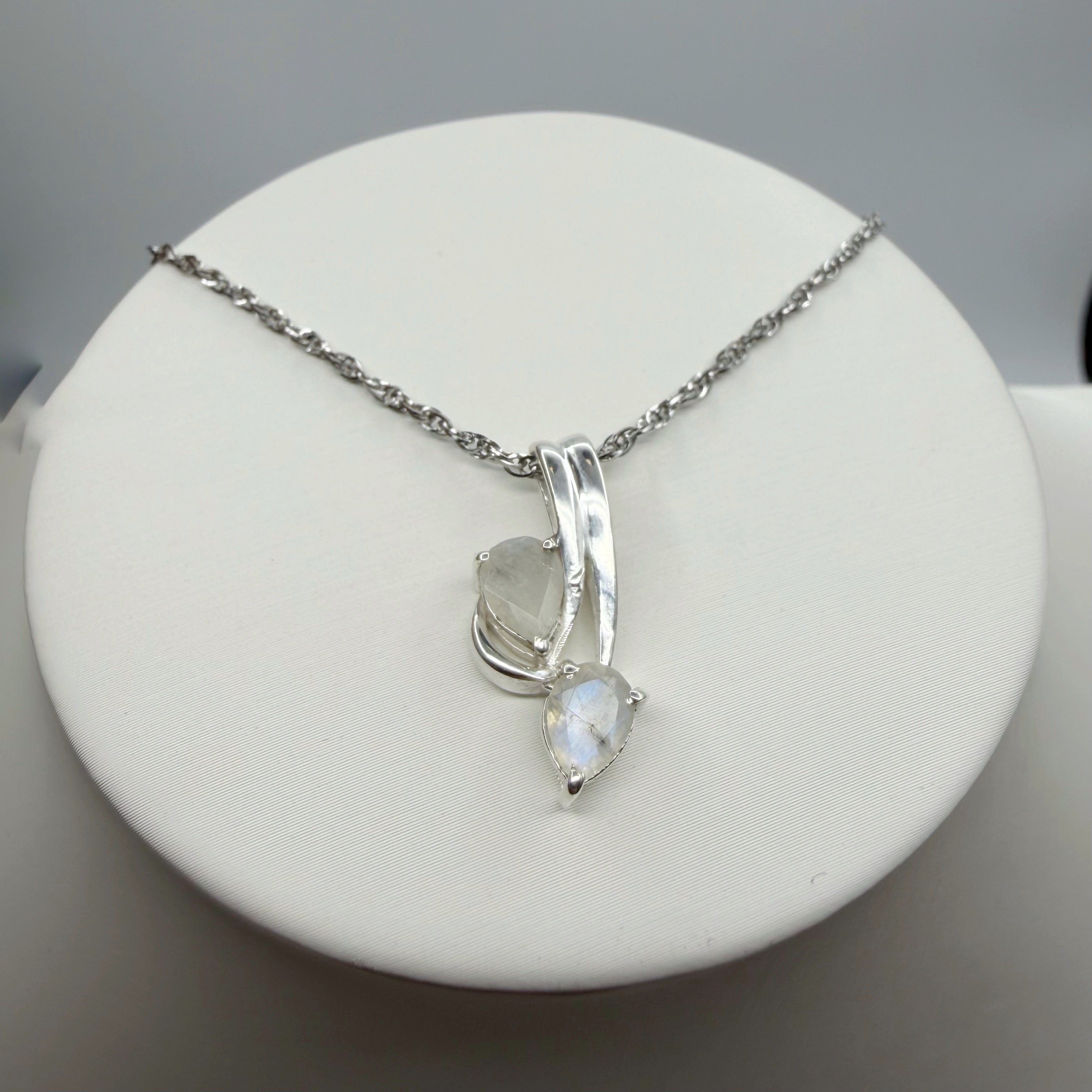 Ciondolo Double Labradorite Bianca - Argento 925