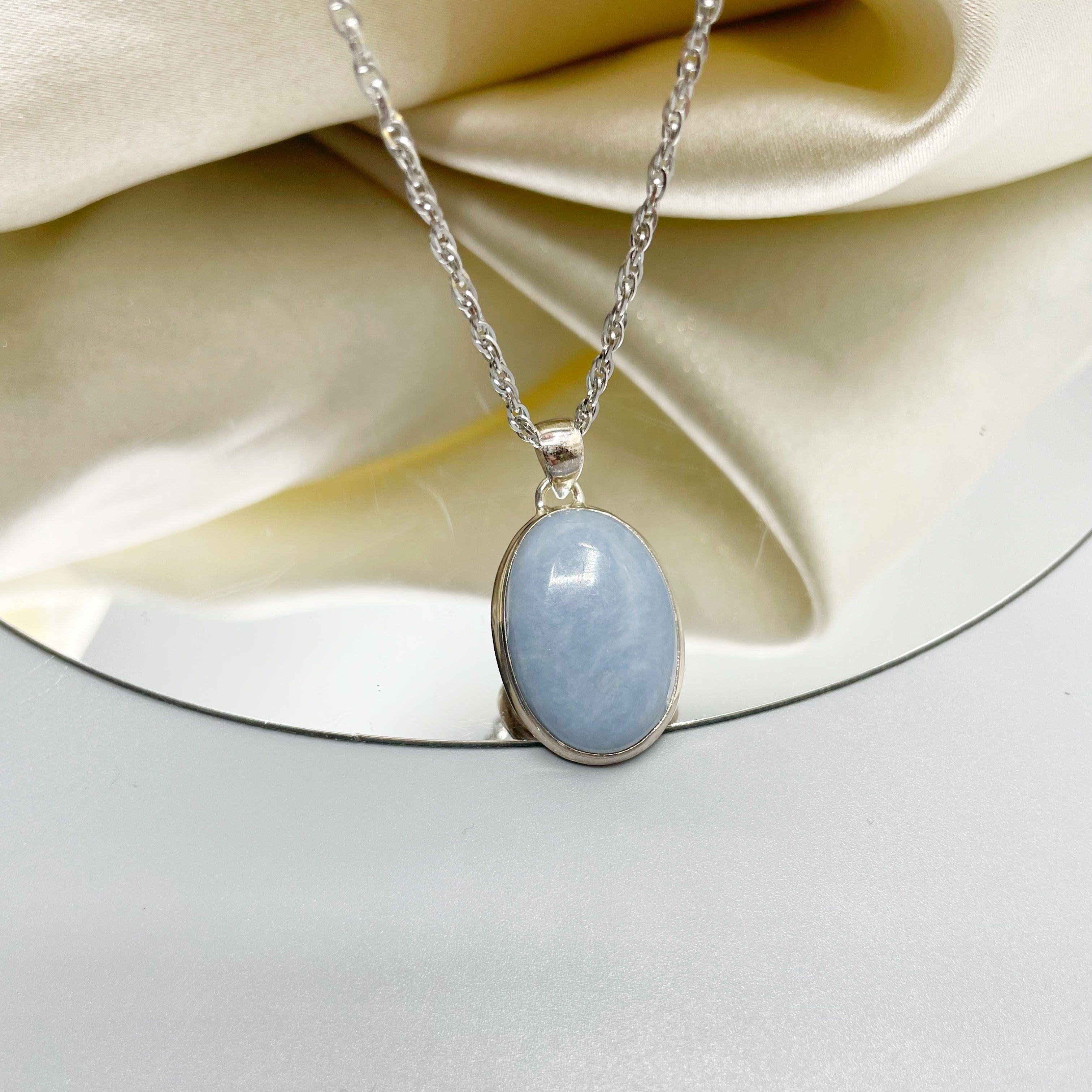 Ciondolo Angelite Ovale - Argento 925
