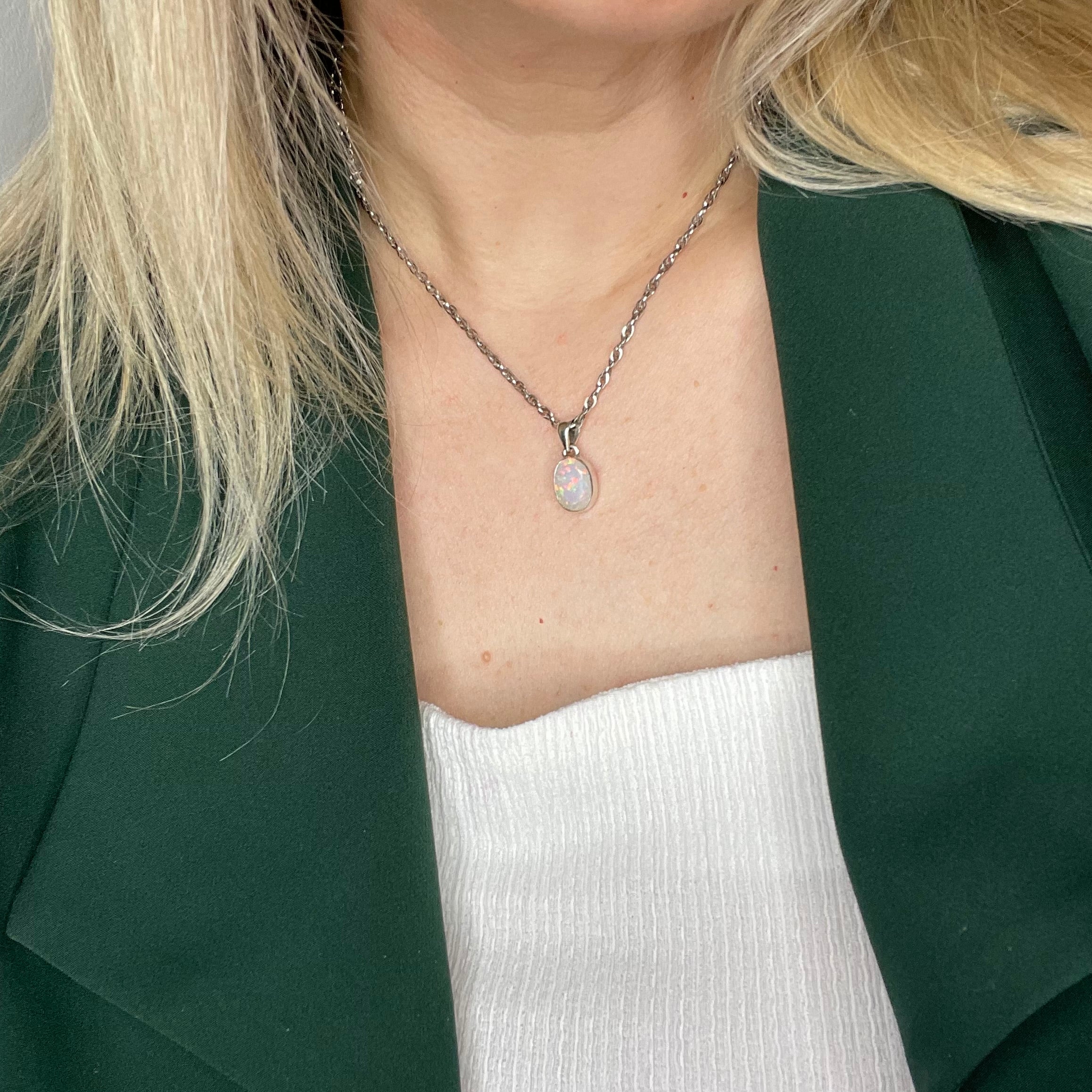 Ciondolo Opale Etiope Sfaccettato Ovale - Argento 925