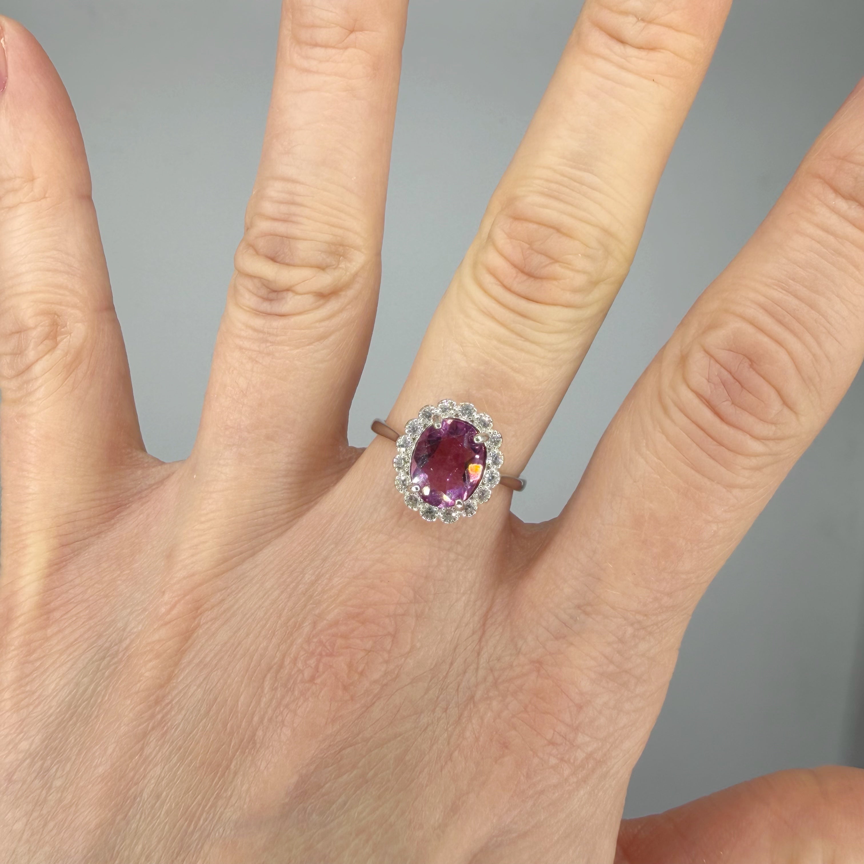 Anello Fluorite Rosa - Argento 925 - Ovale