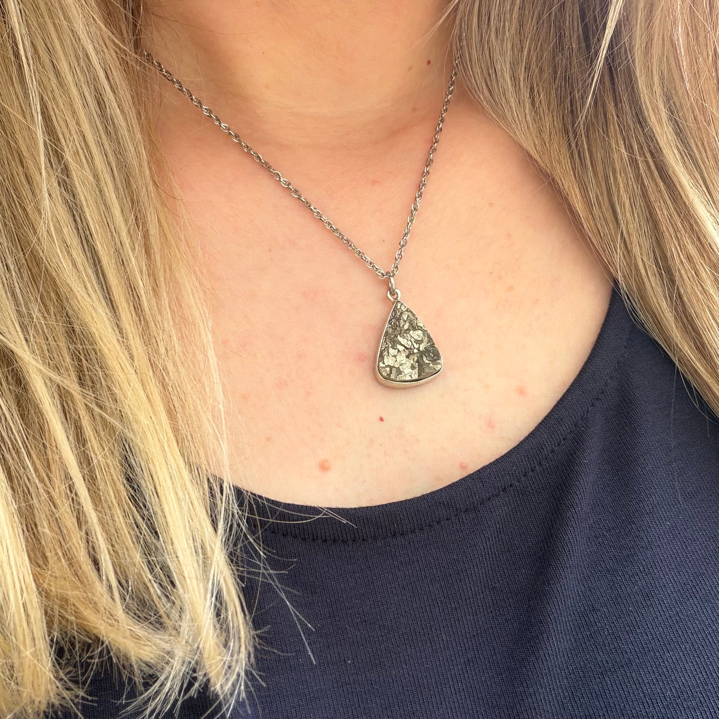 Ciondolo Pirite Grezza - Argento 925 - a Goccia