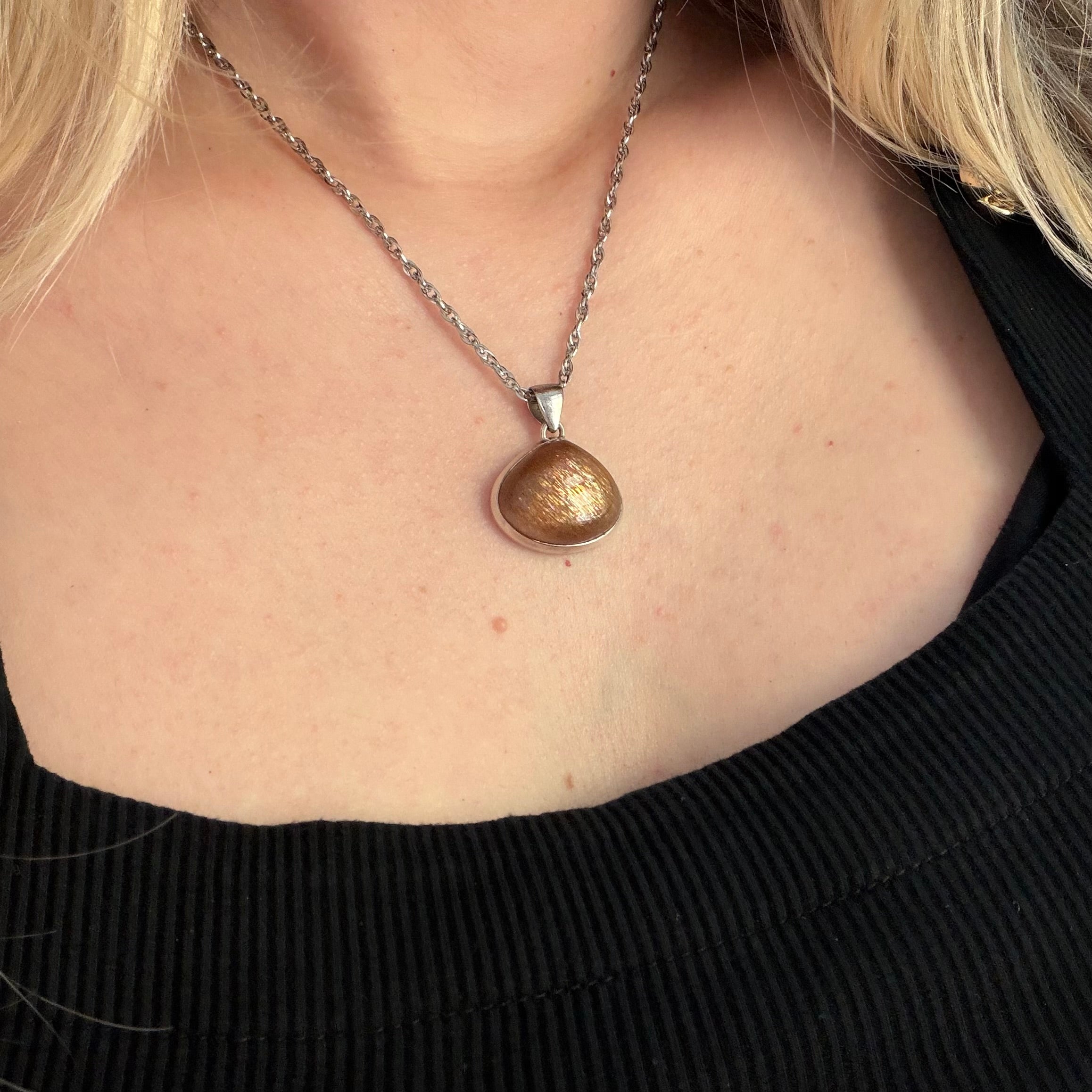 Ciondolo Pietra del Sole Dorata - Argento 925