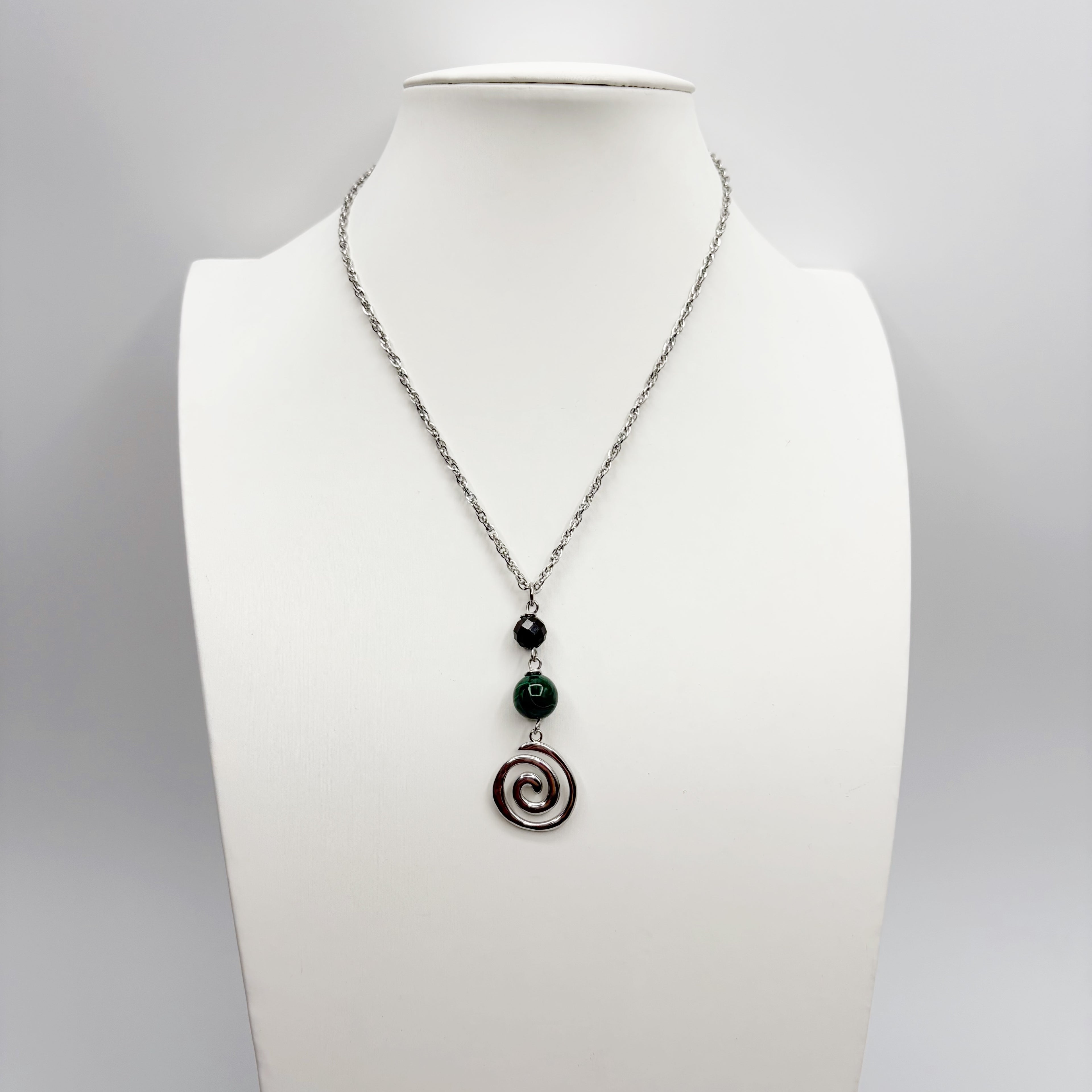 Collana Armonia e Protezione - Tormalina e Malachite - SILVER