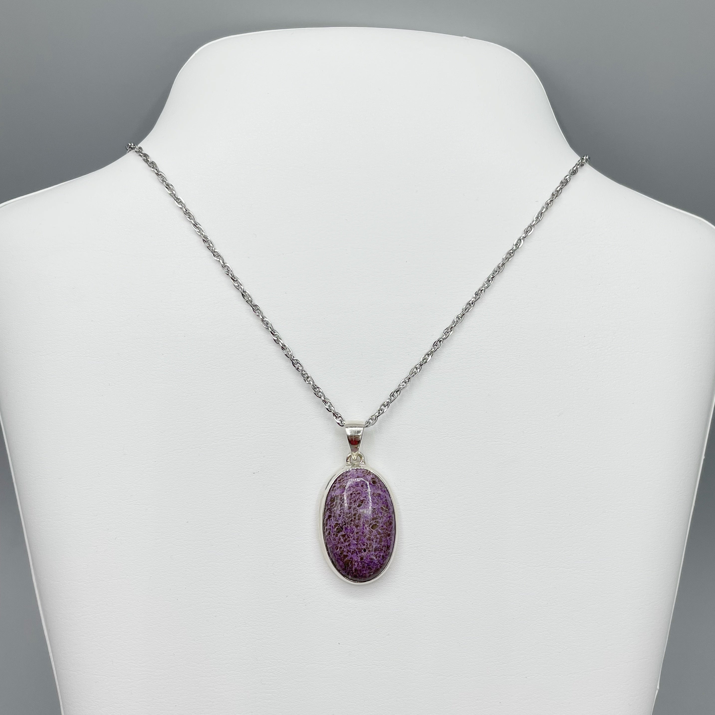 Ciondolo Variscite in Purpurite Ovale - Argento 925