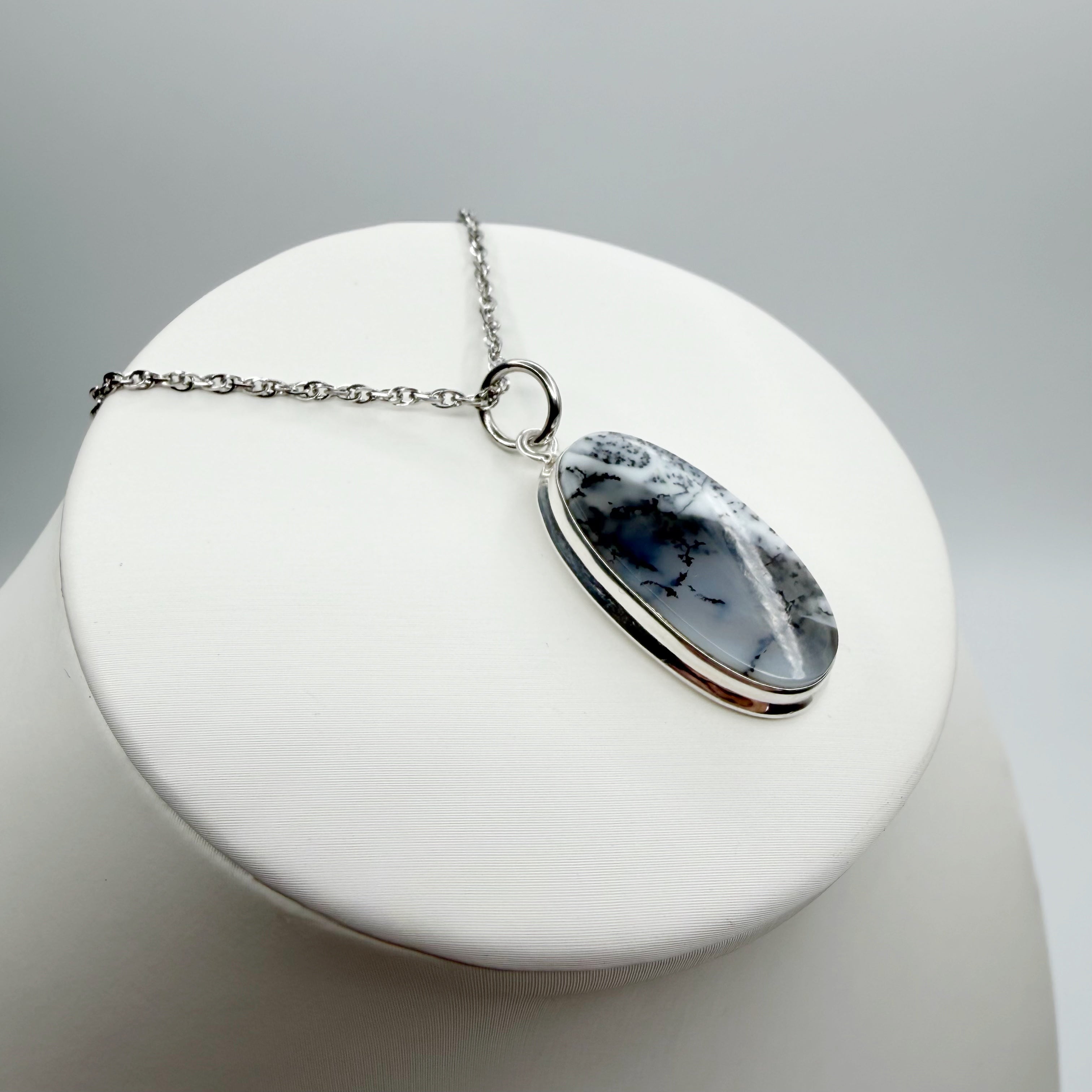 Ciondolo Opale Dendritico e Argento 925 - Ovale