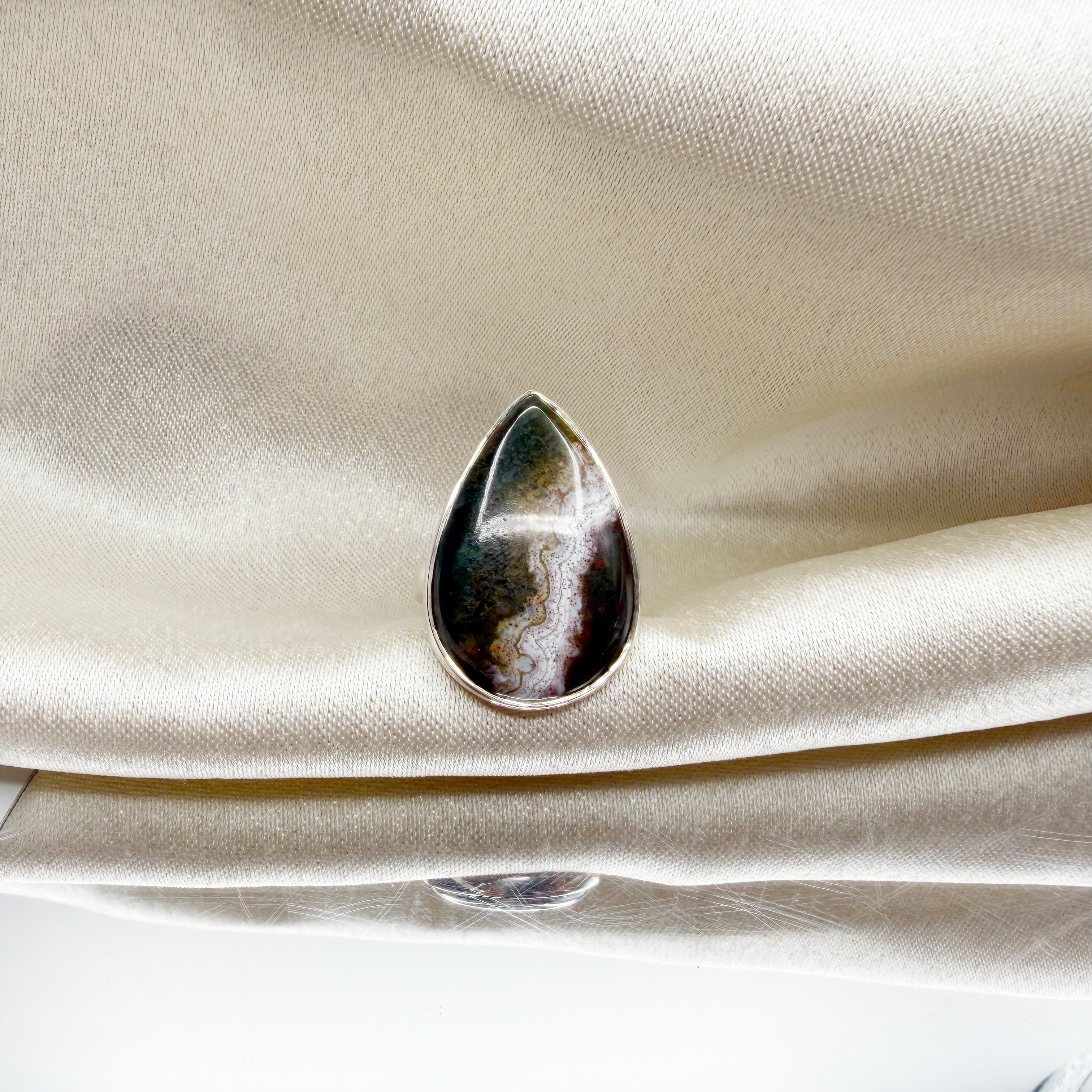 Anello Diaspro Oceano Argento 925 - a Goccia