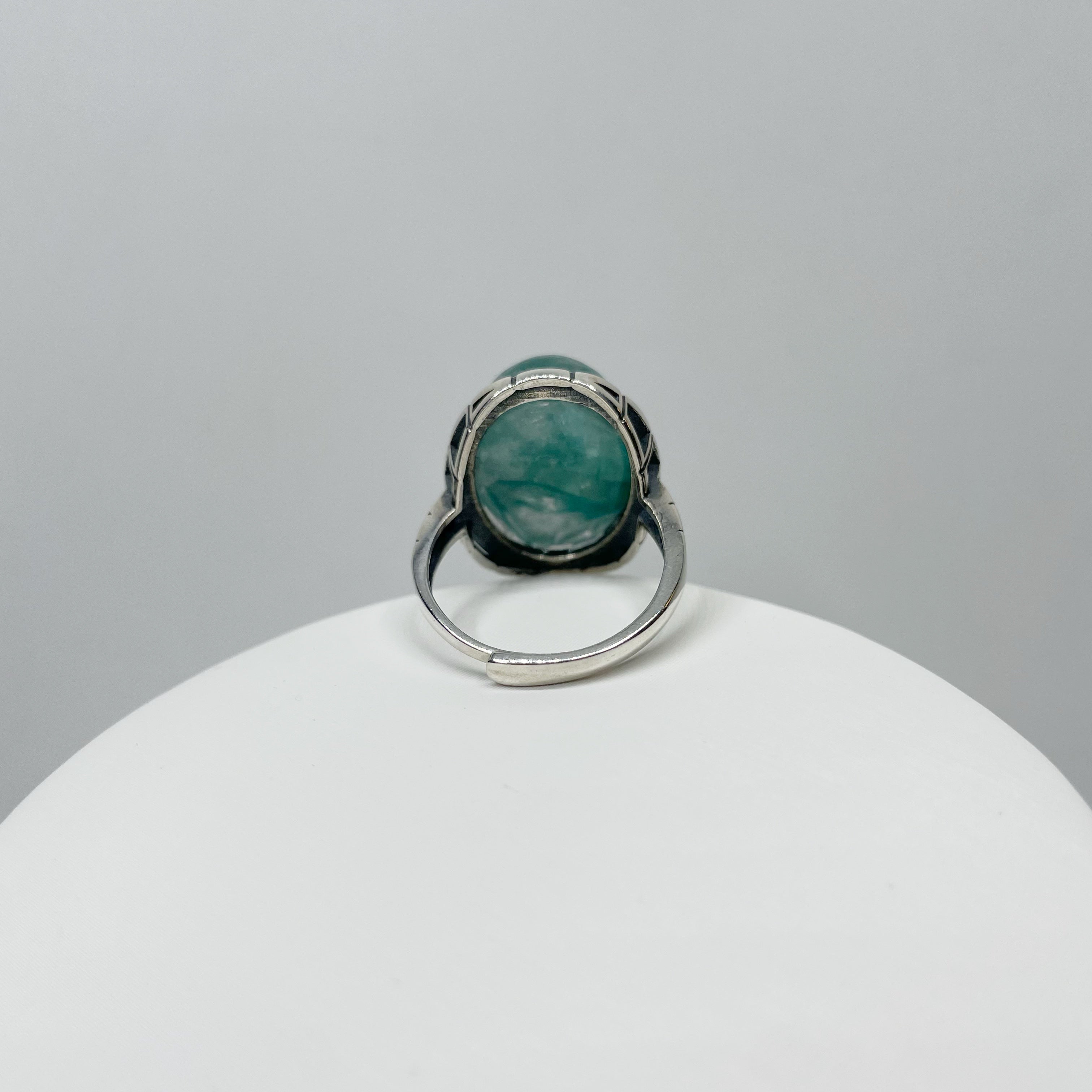 Anello Lepidolite Verde Ovale - Argento 925