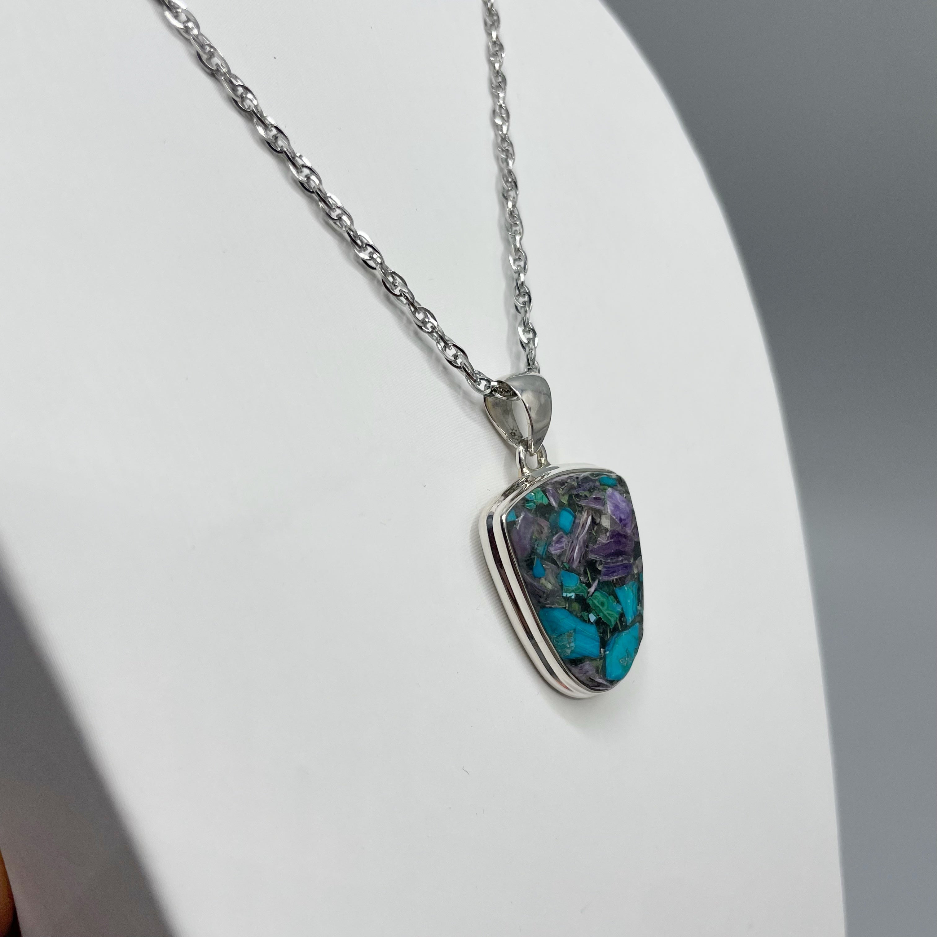 Ciondolo Ciaroite e Crisocolla e Argento 925