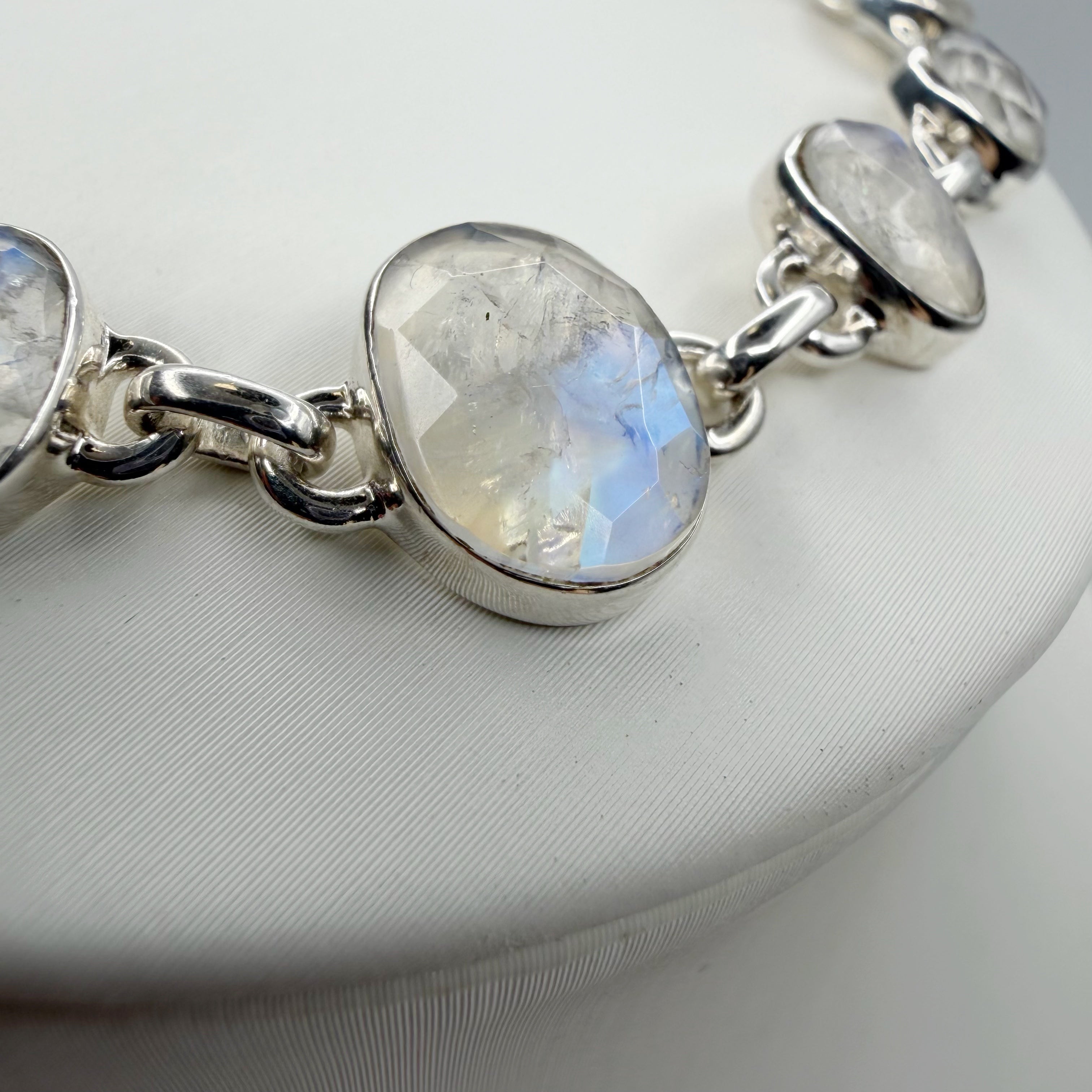 Bracciale Labradorite Bianca e Argento 925 - sfaccettato