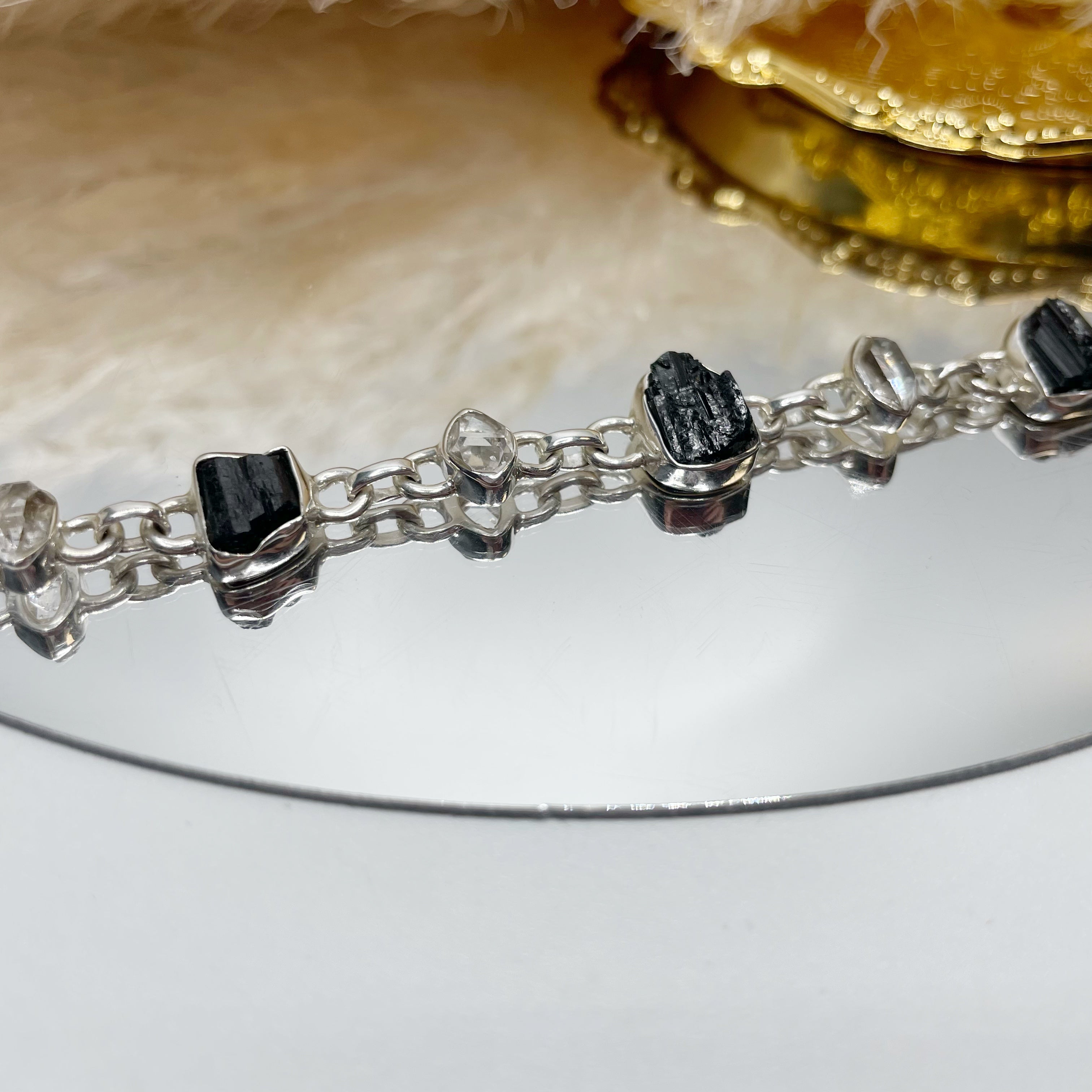 Bracciale Tormalina e Diamante Herkimer - Argento 925