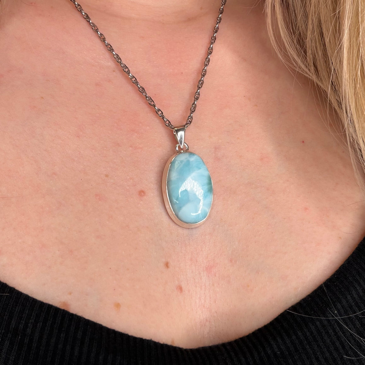 Ciondolo Larimar Argento 925 - Ovale