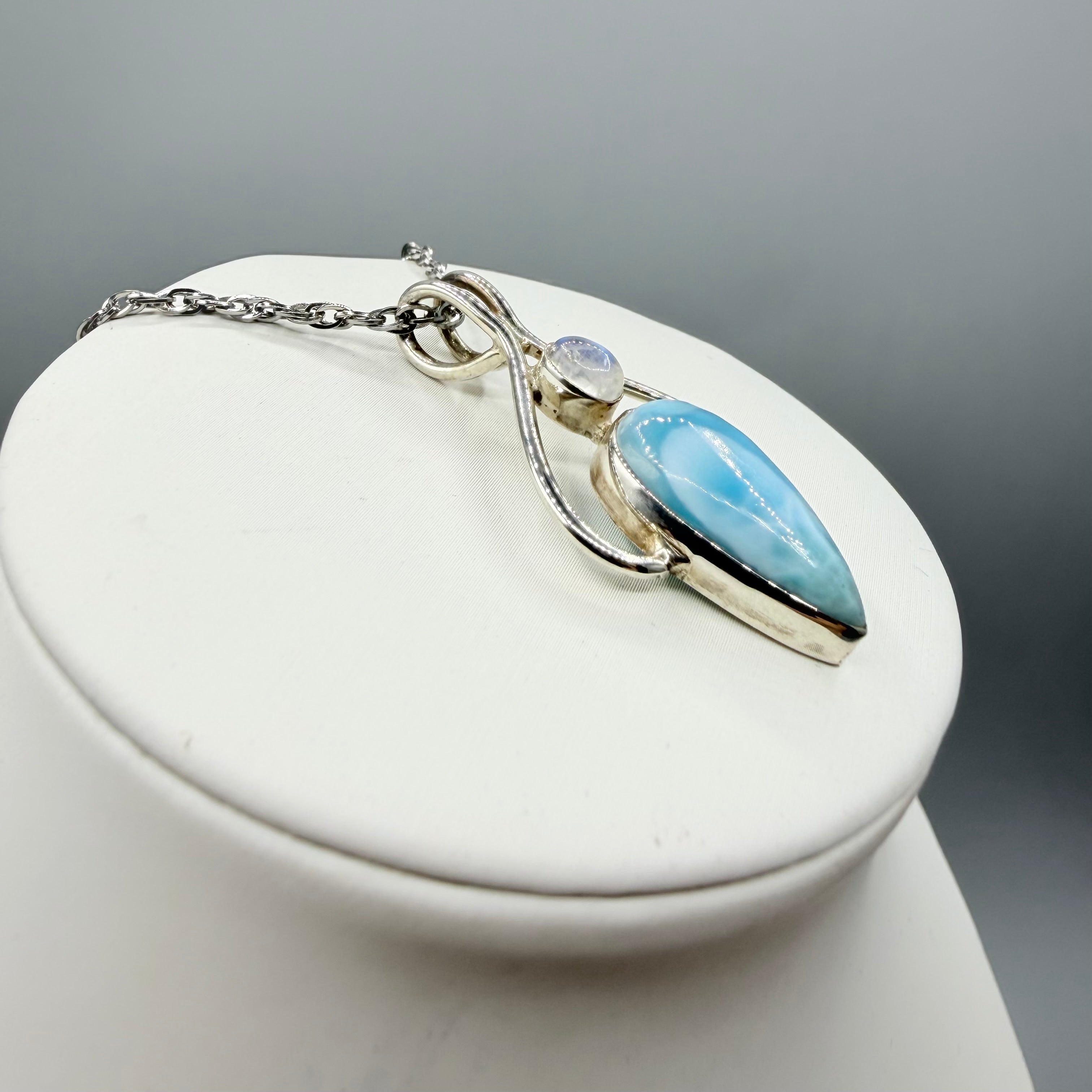 Ciondolo Larimar e Labradorite Bianca | Argento 925