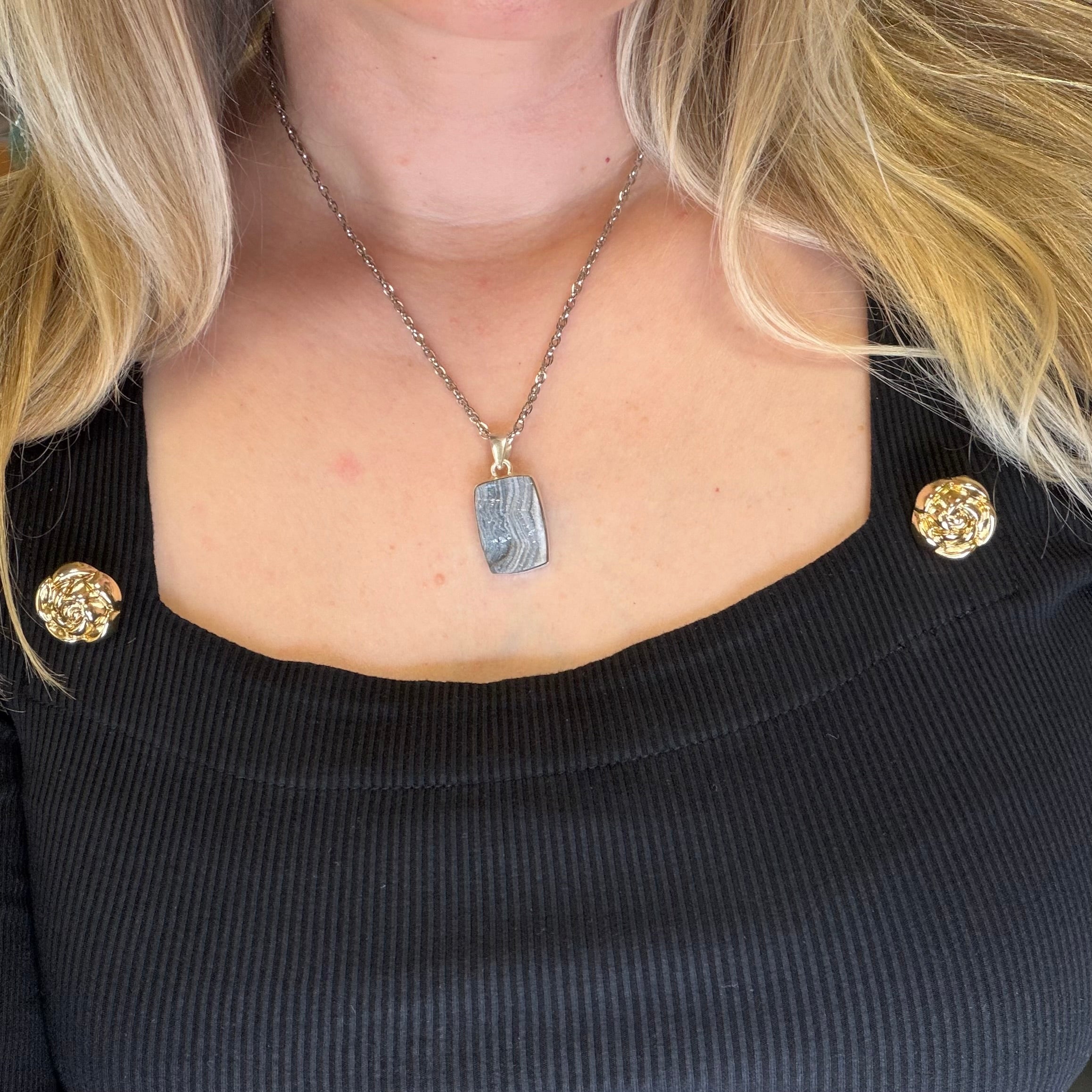Ciondolo Desert Druzy Argento 925 - Rettangolare