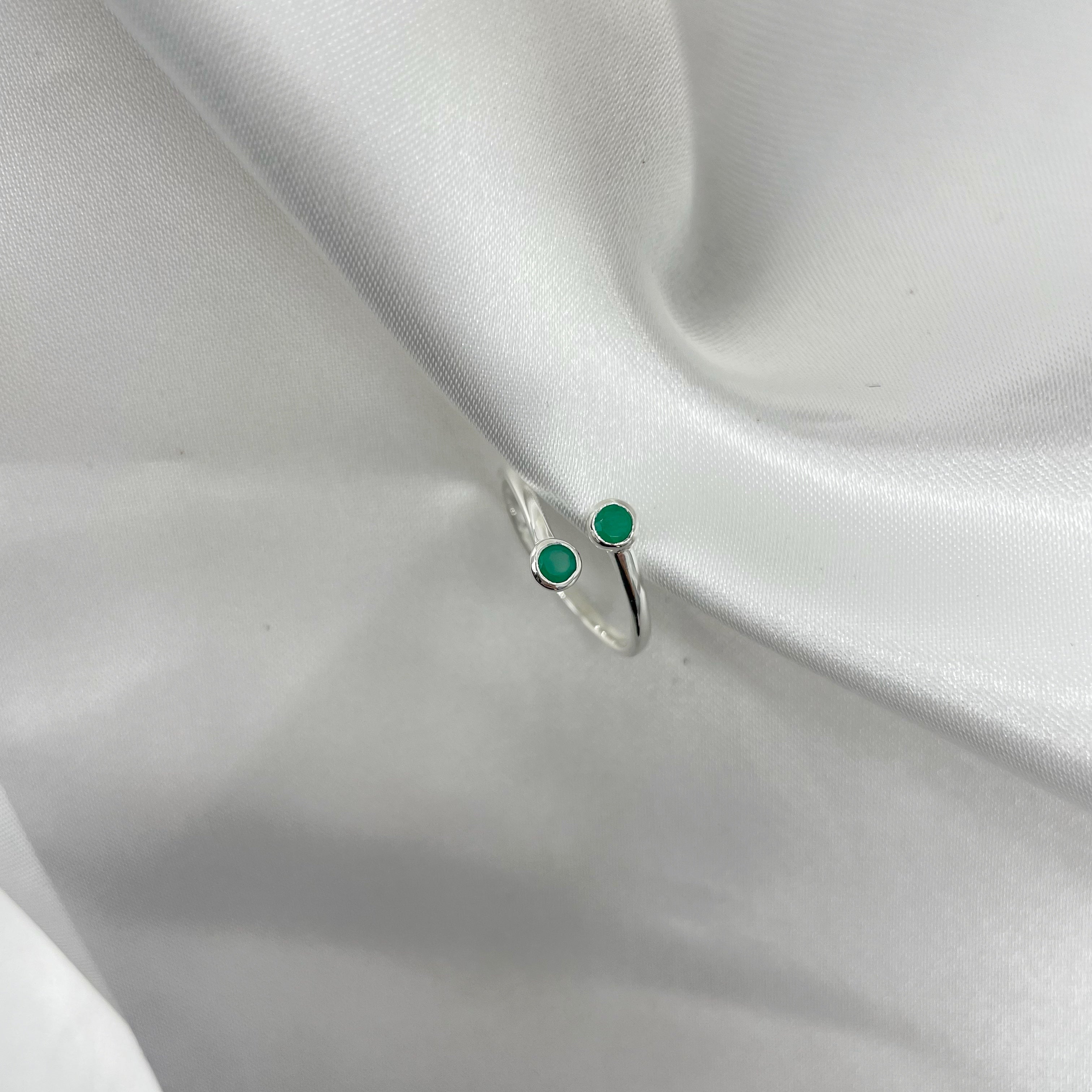 Anello Gemini - Onice Verde e Argento 925