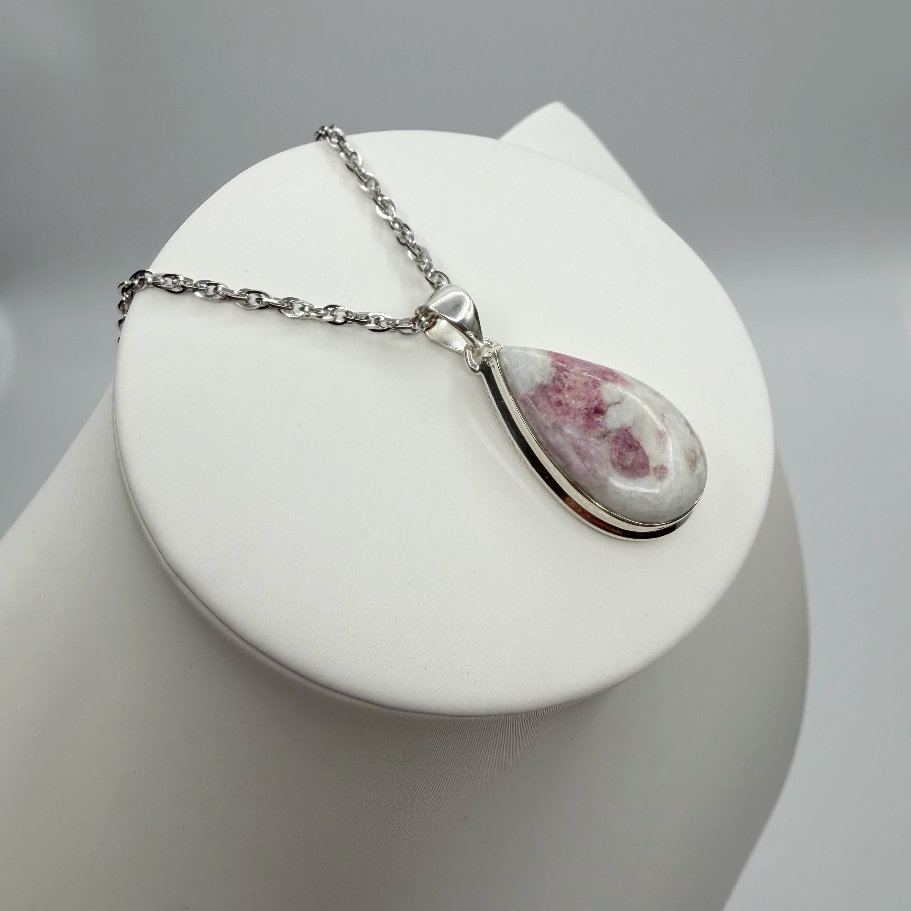 Ciondolo Tormalina Rosa e Argento 925 - A Goccia