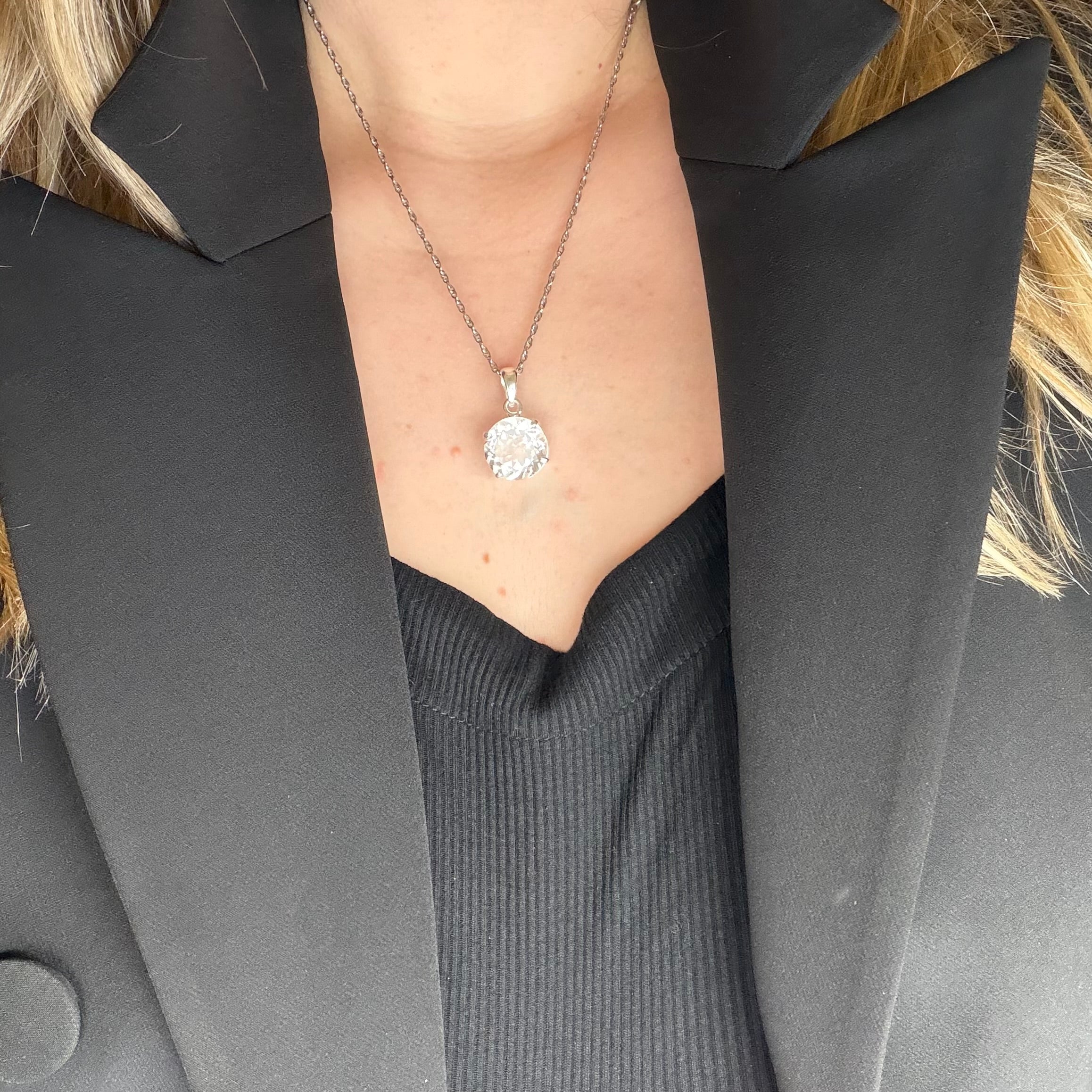 Ciondolo Cristallo di Rocca e Argento 925 - Tondo