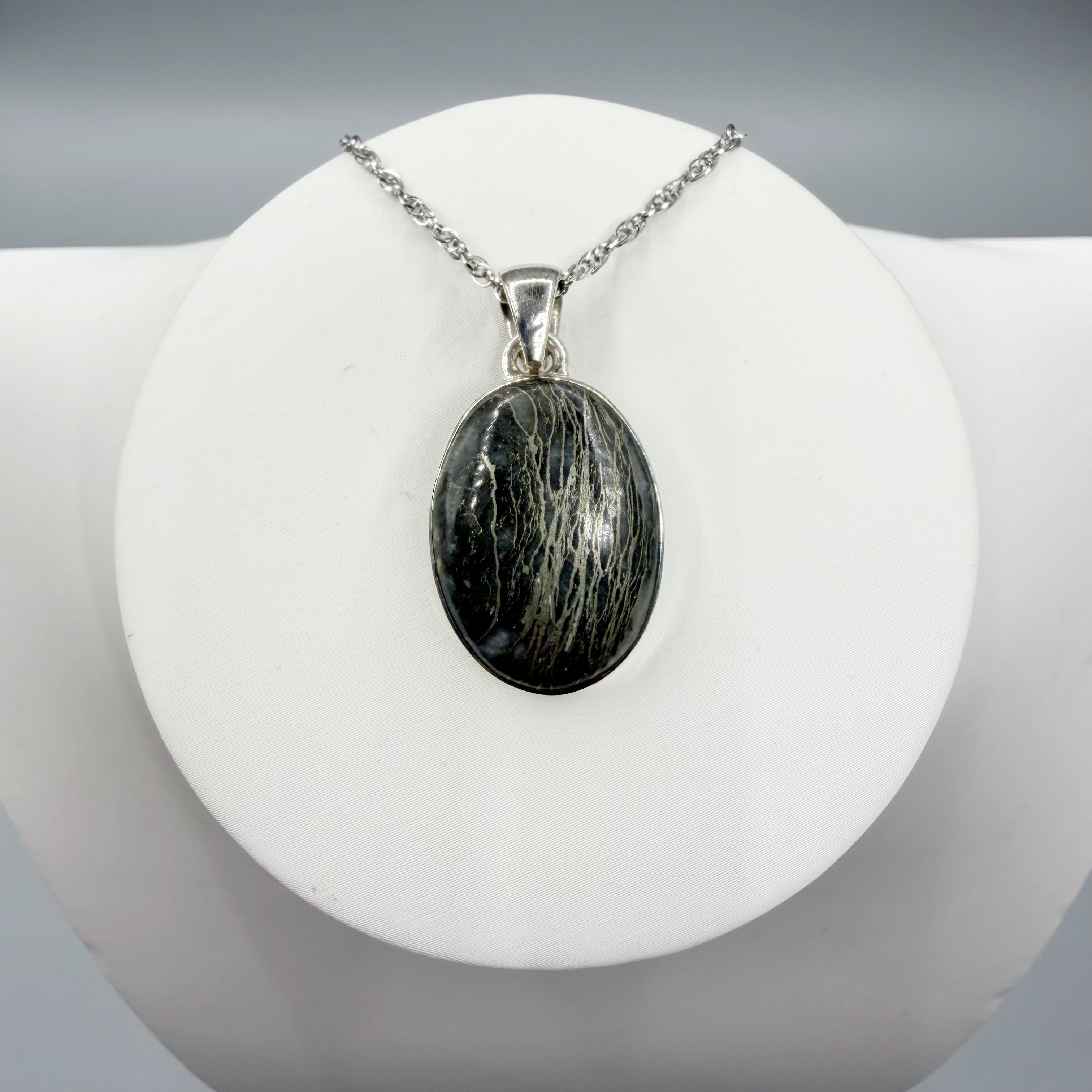 Ciondolo Pirite Feather (piuma) - Argento 925