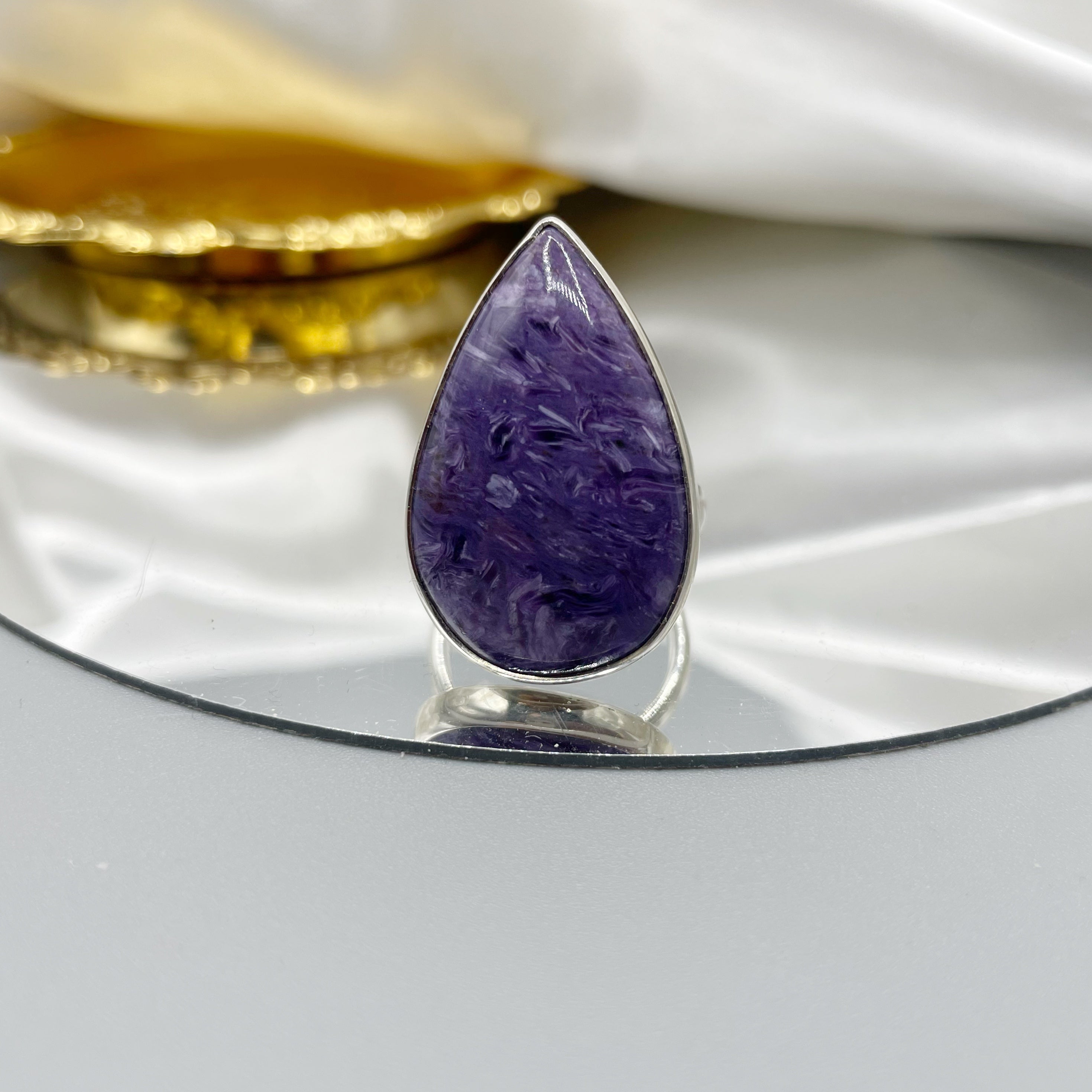 Anello Ciaroite e Argento 925 - A Goccia