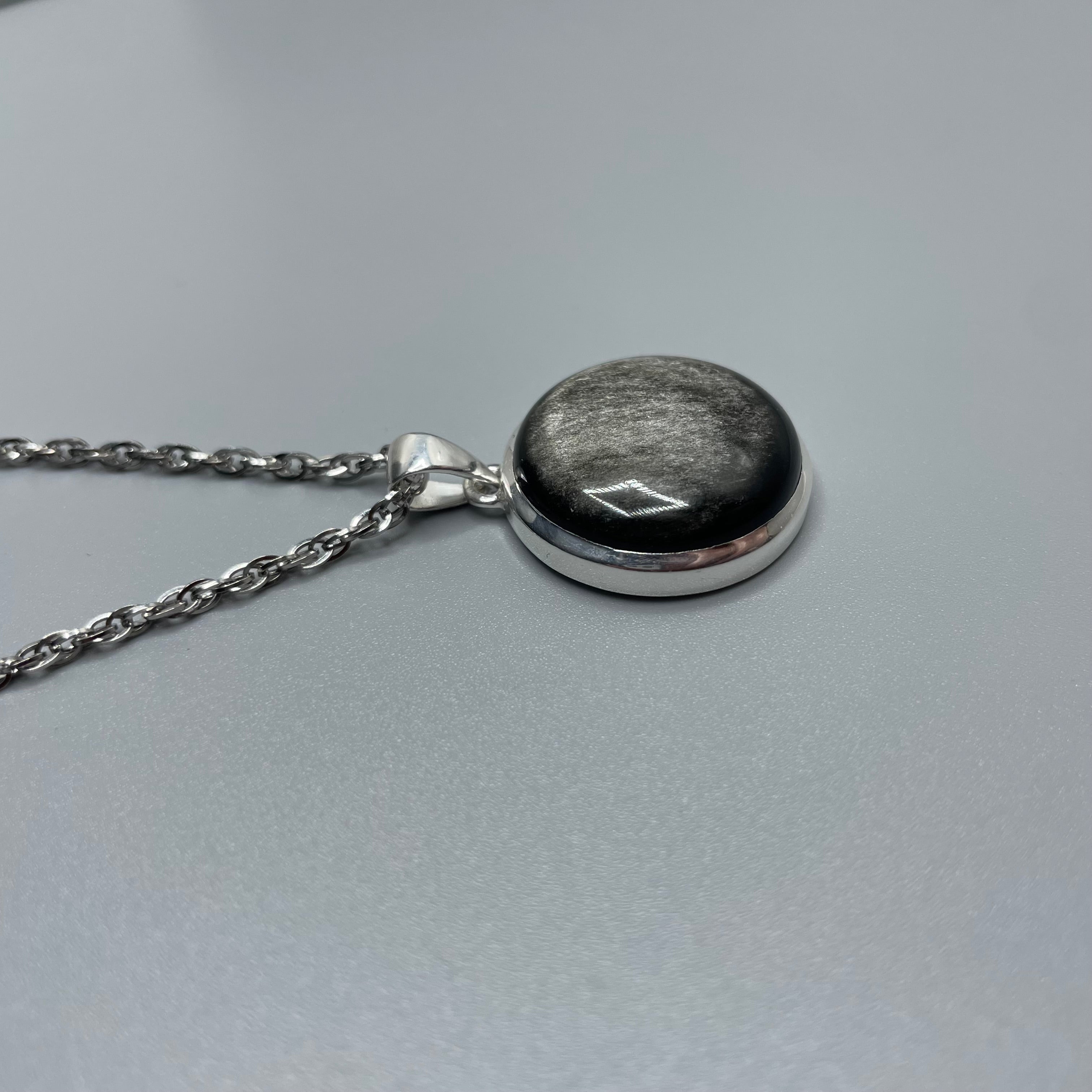 Ciondolo Ossidiana Tondo - Argento 925