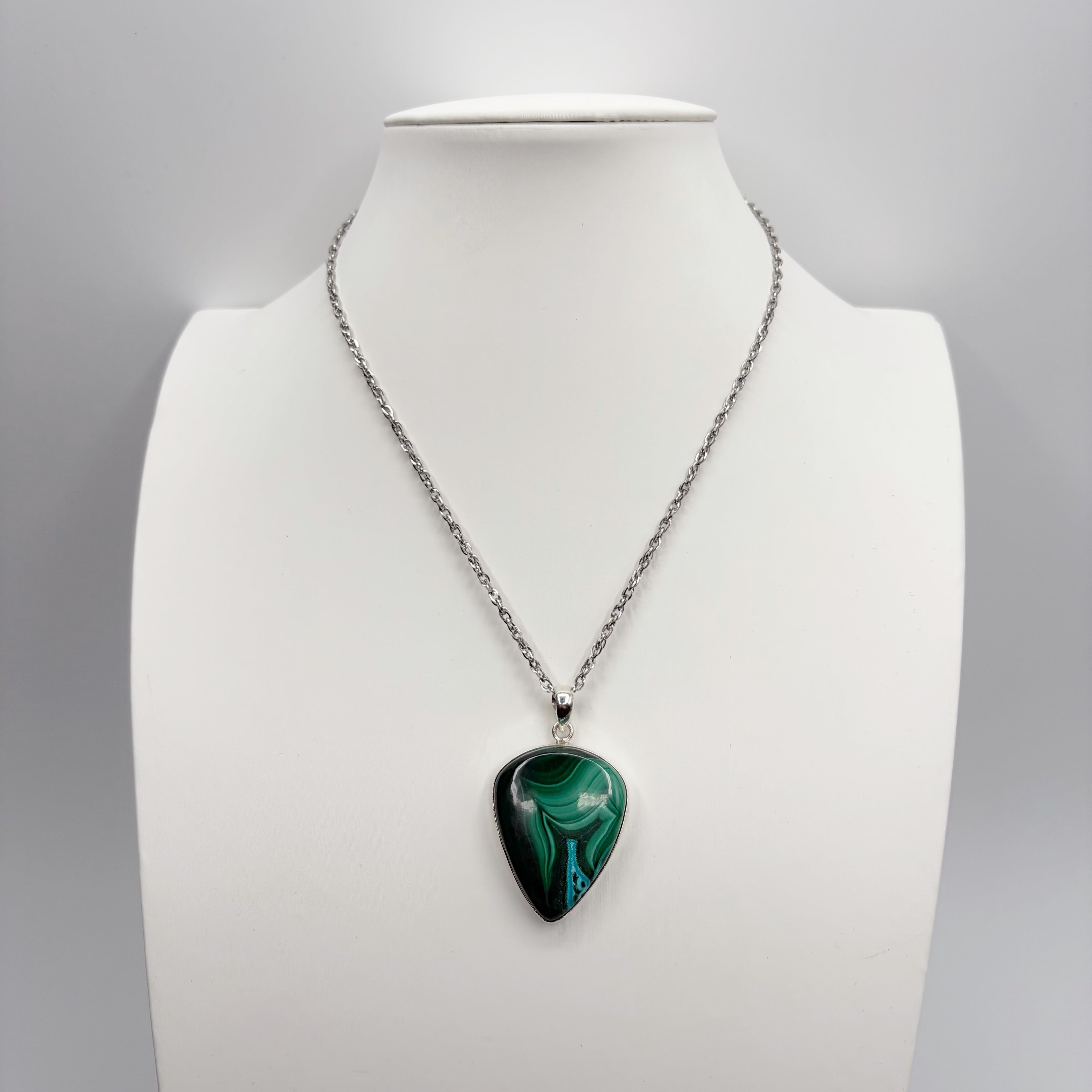 Ciondolo Malachite Triangolare - Argento 925