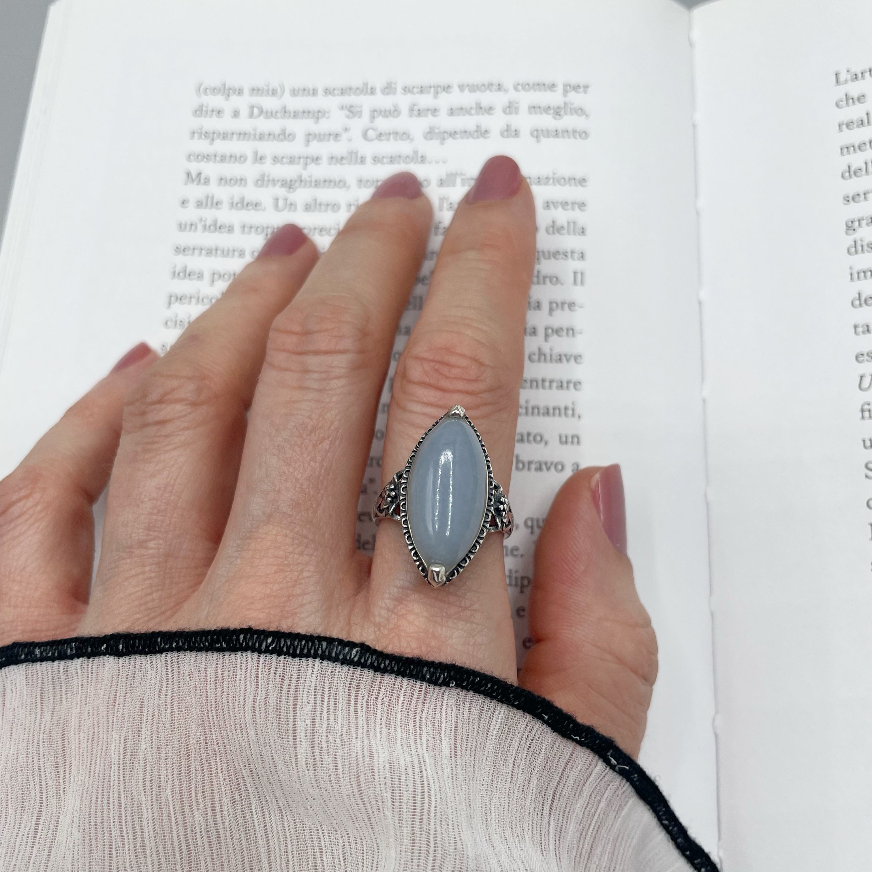 Anello Angelite e Argento 925