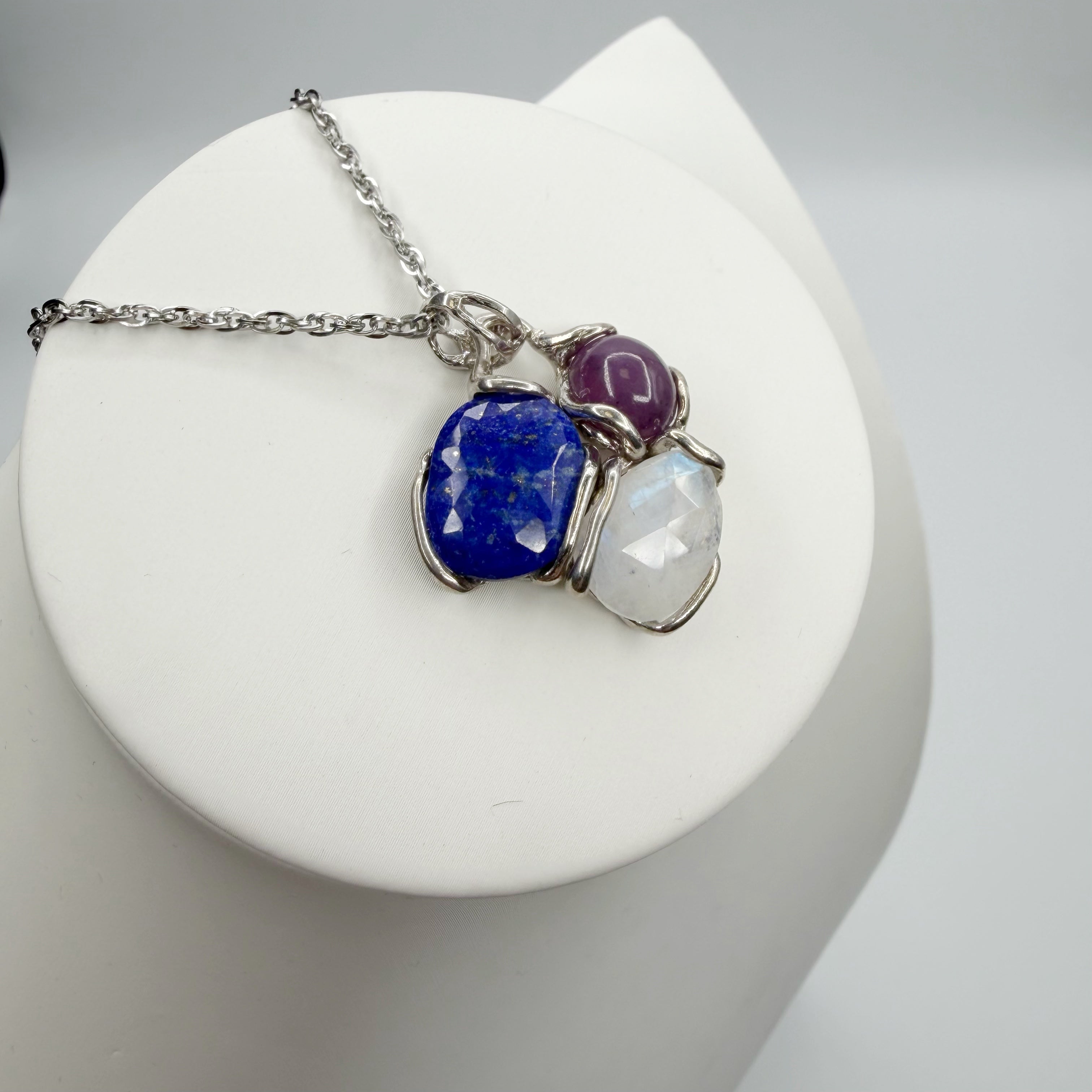 Ciondolo Lapislazzuli, Labradorite e Agata - Argento 925
