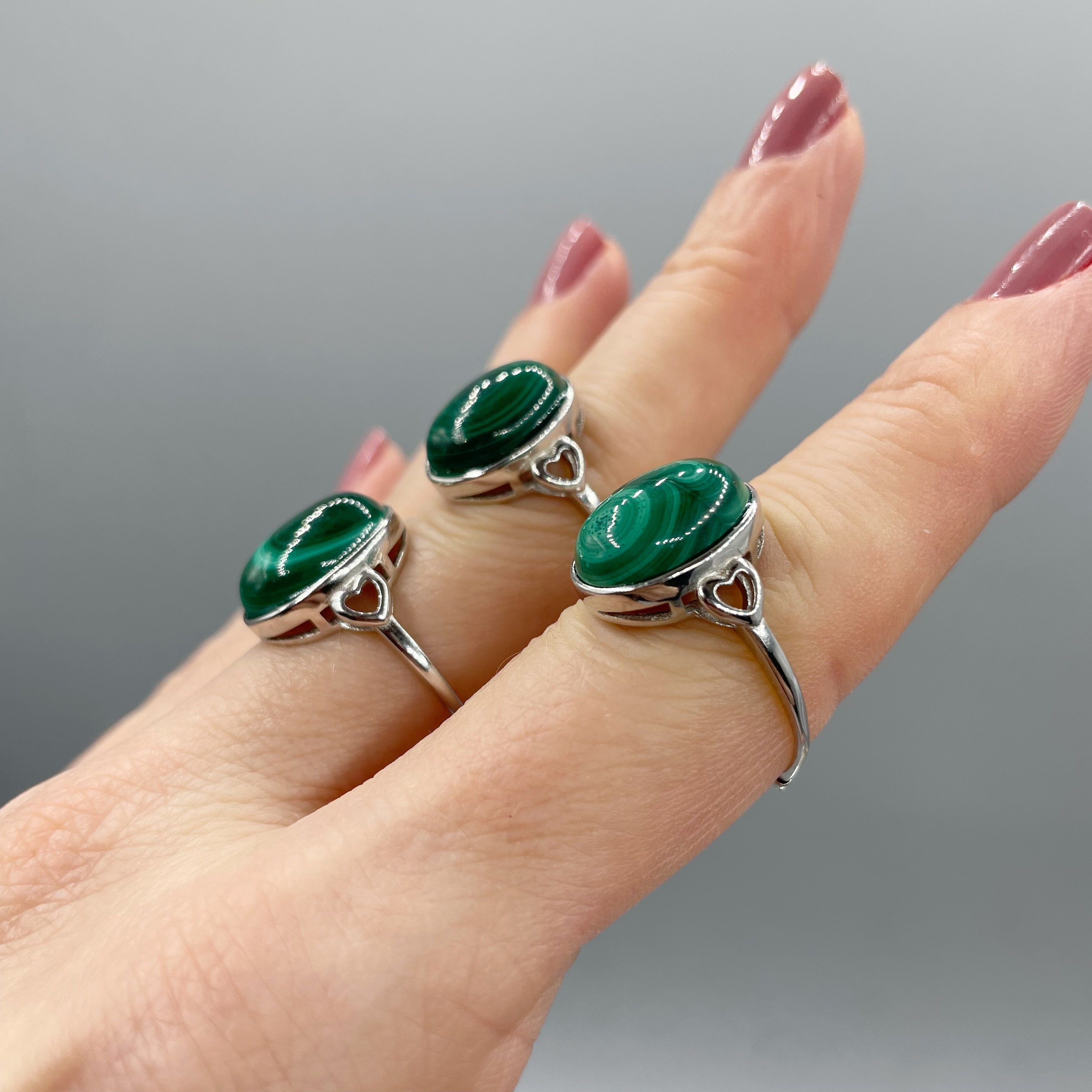 Anello Malachite Ovale - Argento 925