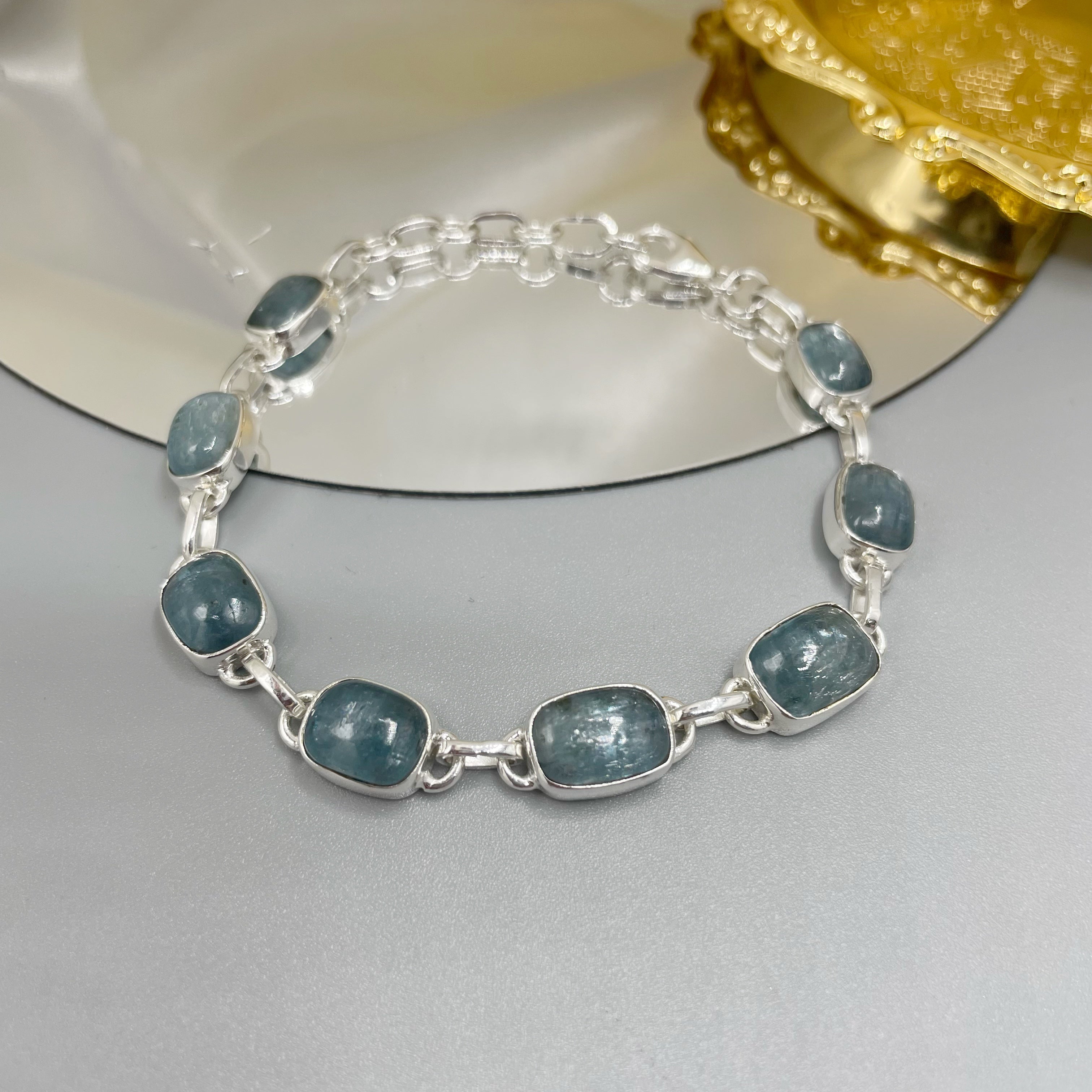Bracciale Cianite Acquamarina e Argento 925