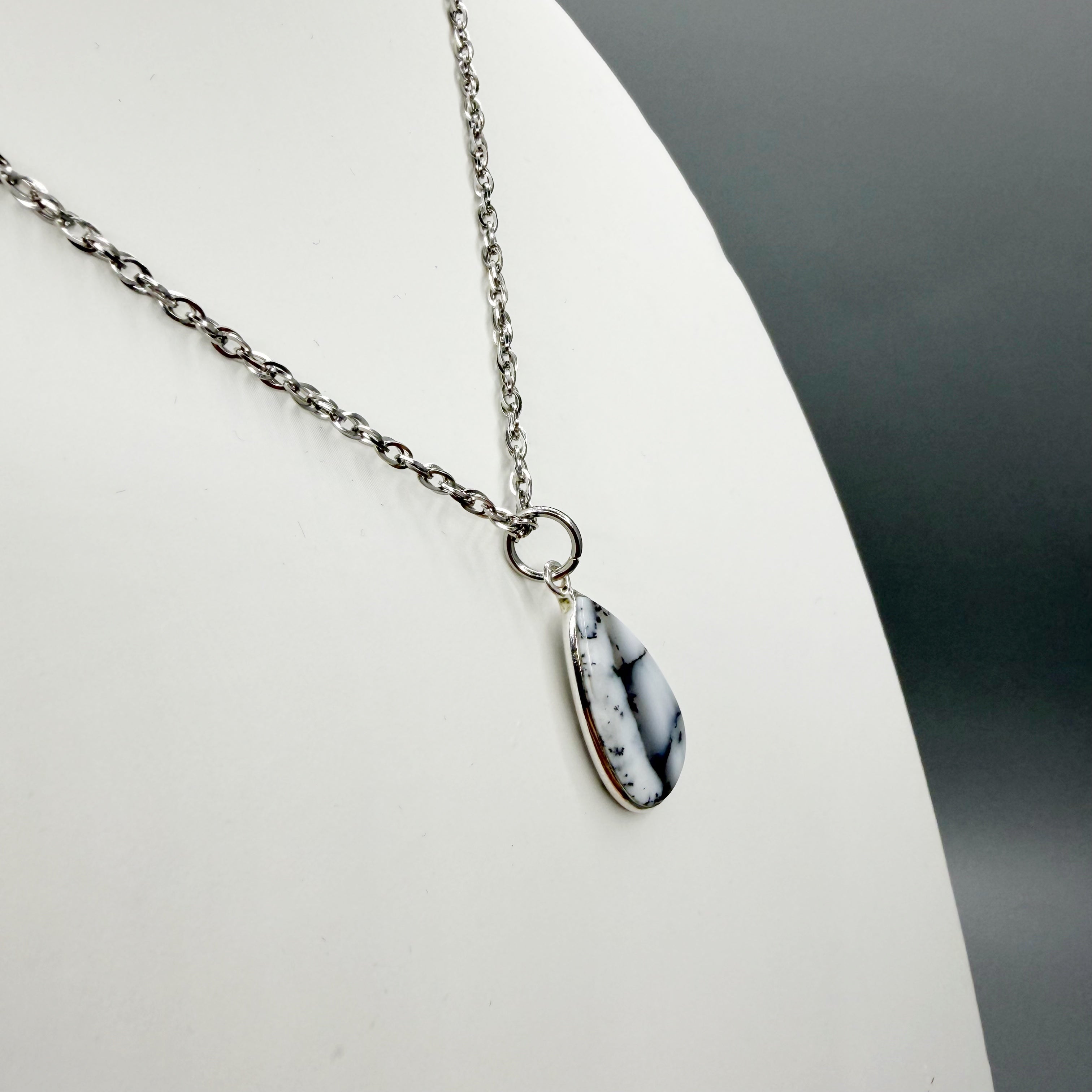 Ciondolo Opale Dendritico e Argento 925 - a Goccia