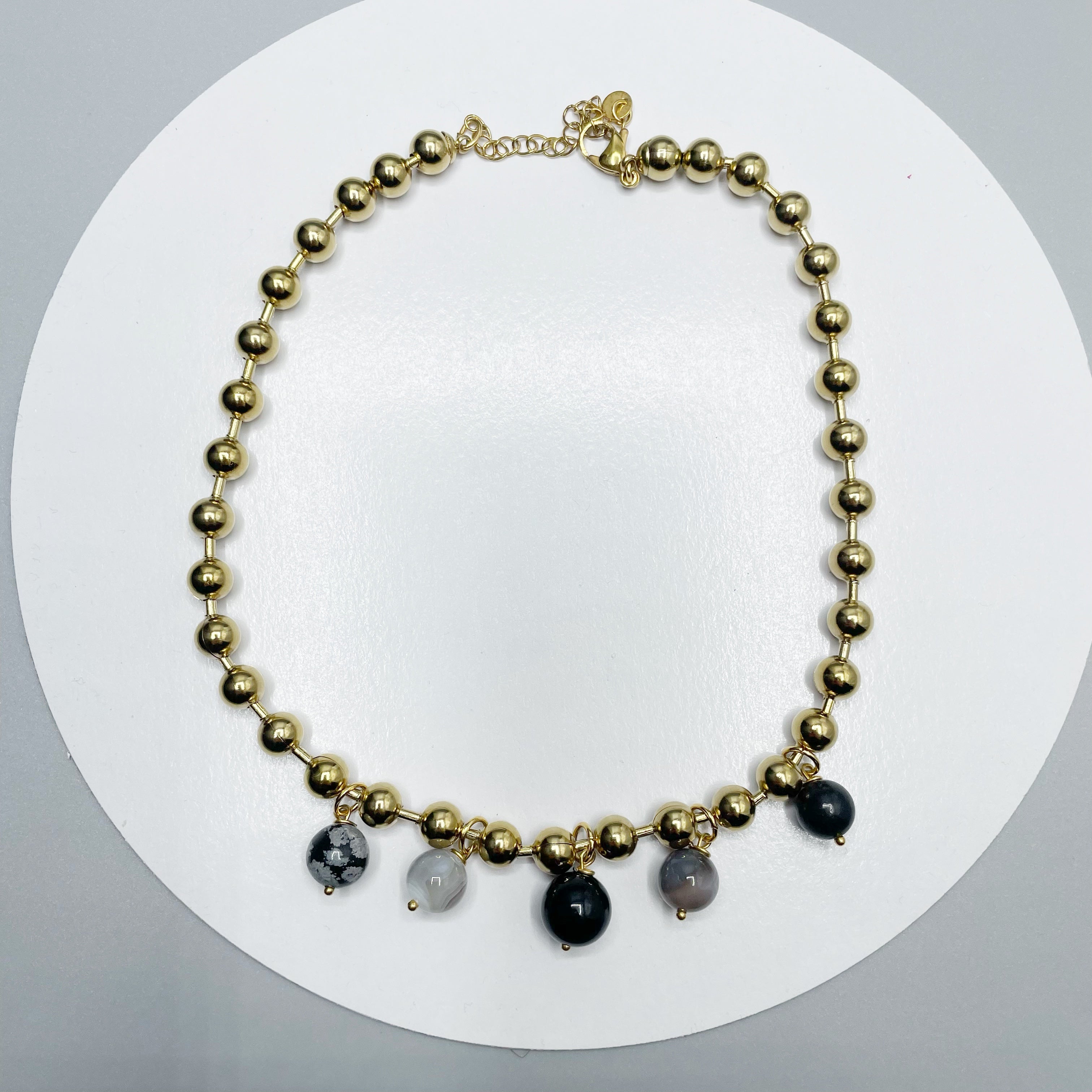 Girocollo Cerchio Protettivo Gold - Occhio di Shiva, Shungite, Ossidiana, Onice