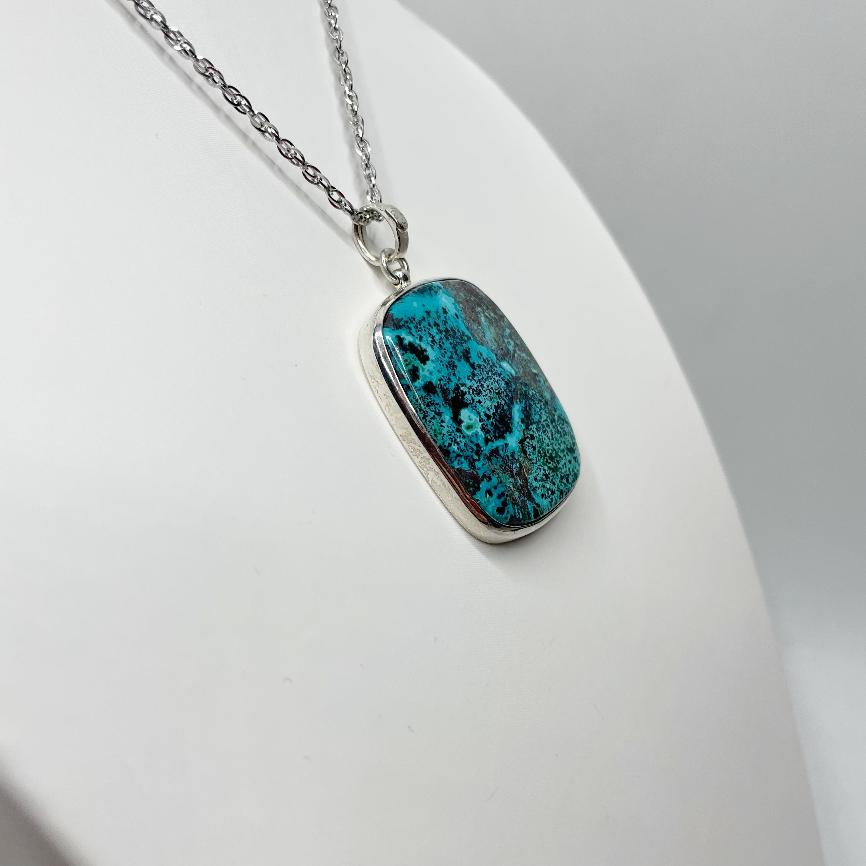 Ciondolo Crisocolla con Albero della Vita - Argento 925