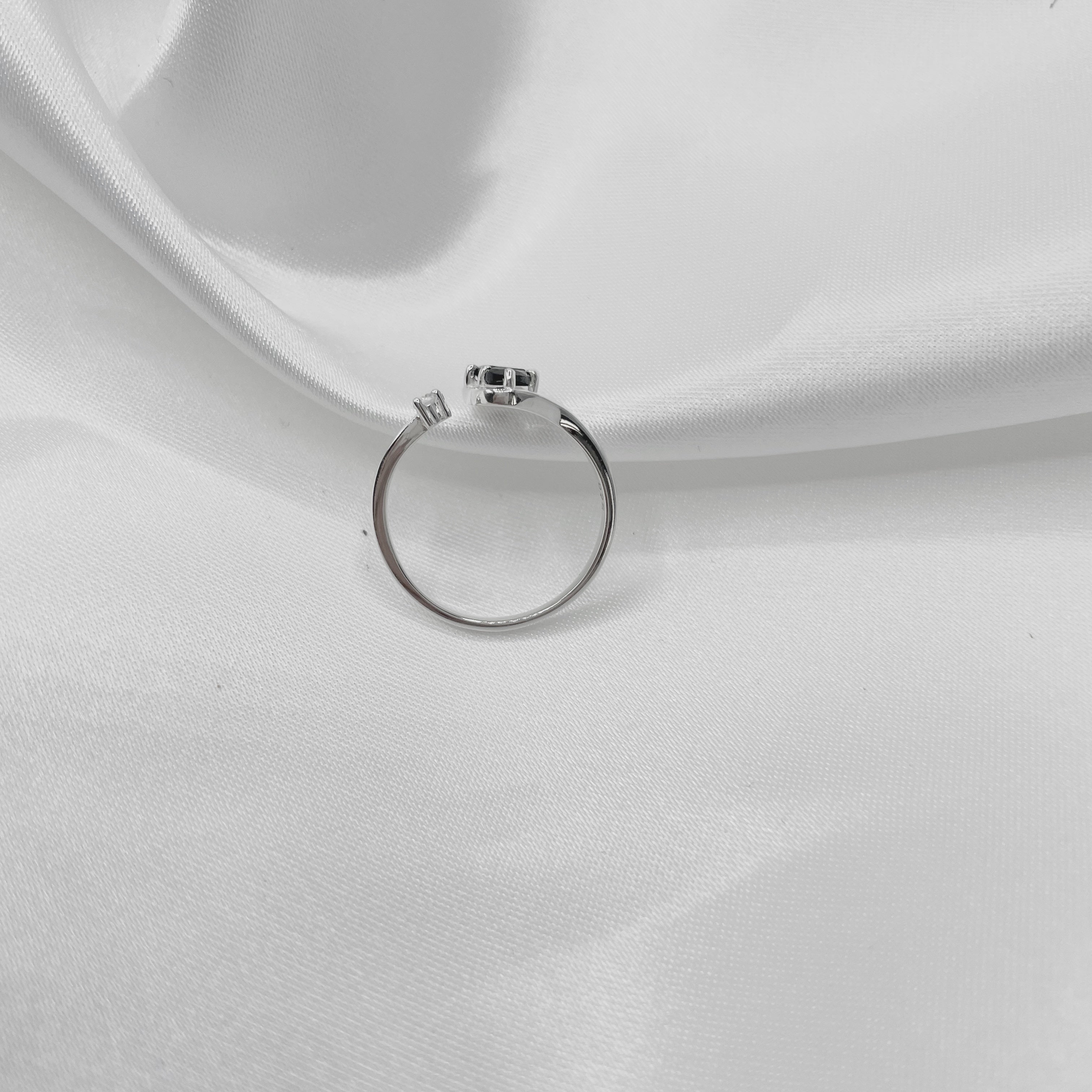 Anello Tormalina Nera e Topazio Bianco - Argento 925