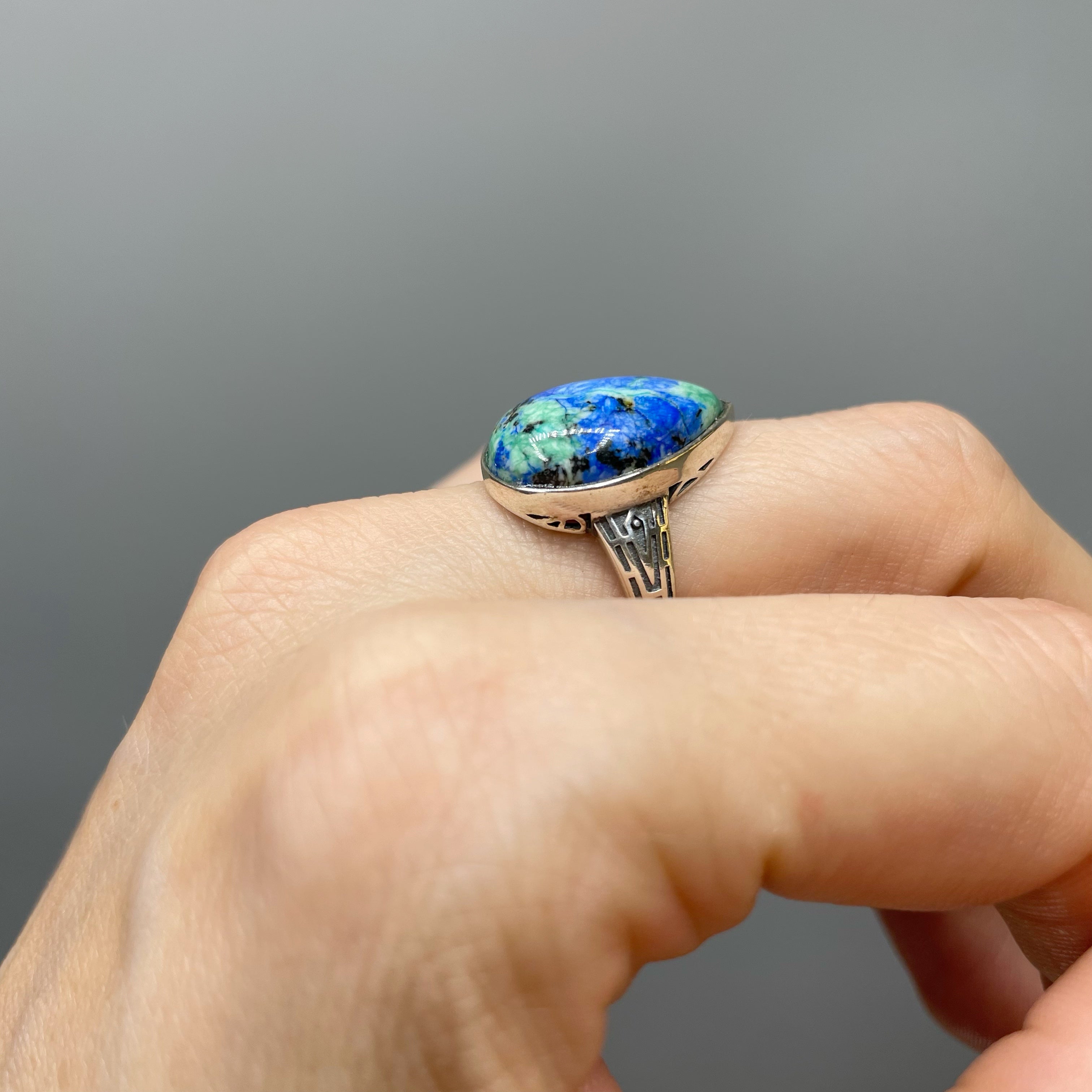 Anello Turchese Naturale e Lapislazzuli - Argento 925