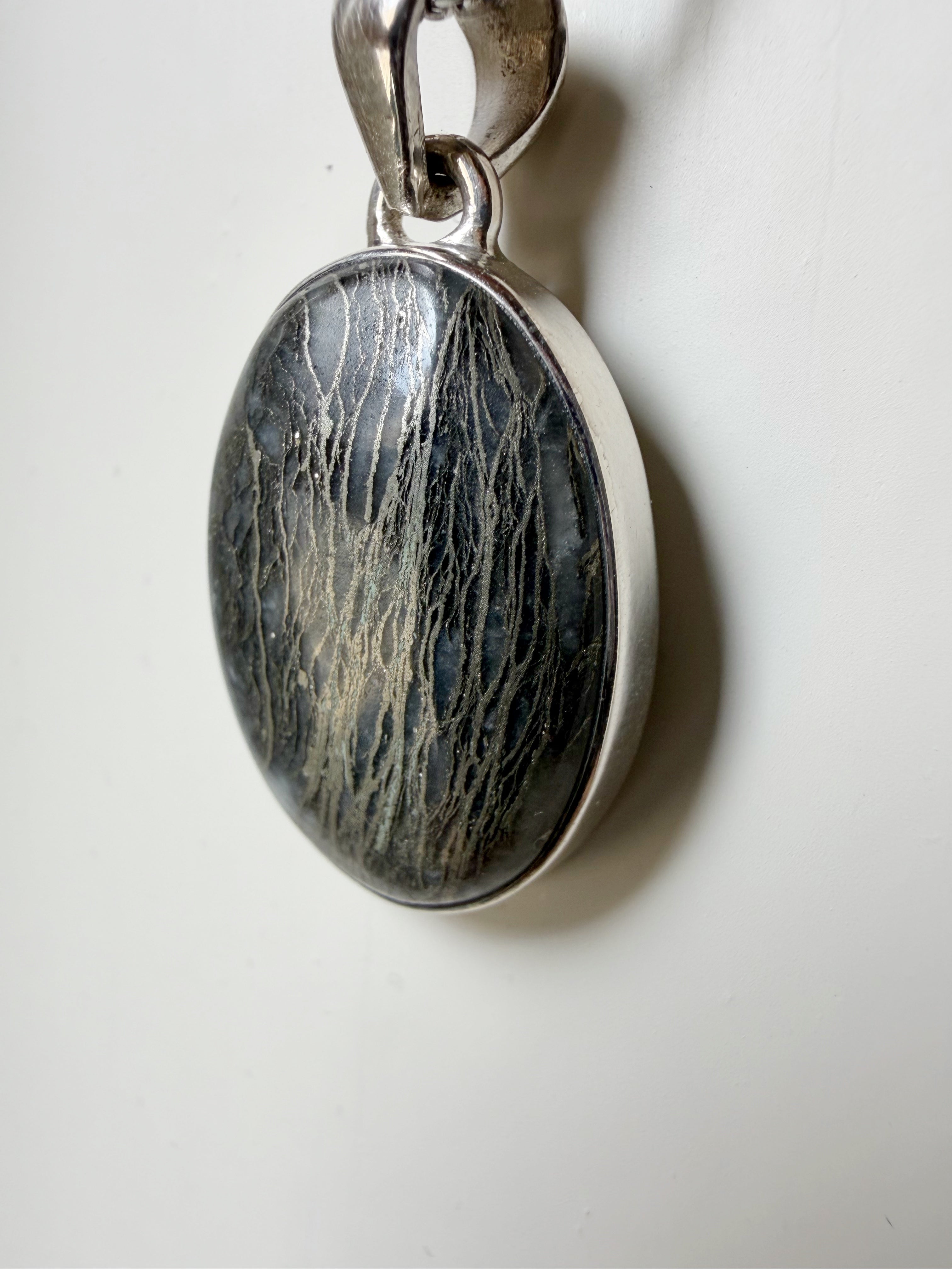 Ciondolo Pirite Feather (piuma) - Argento 925