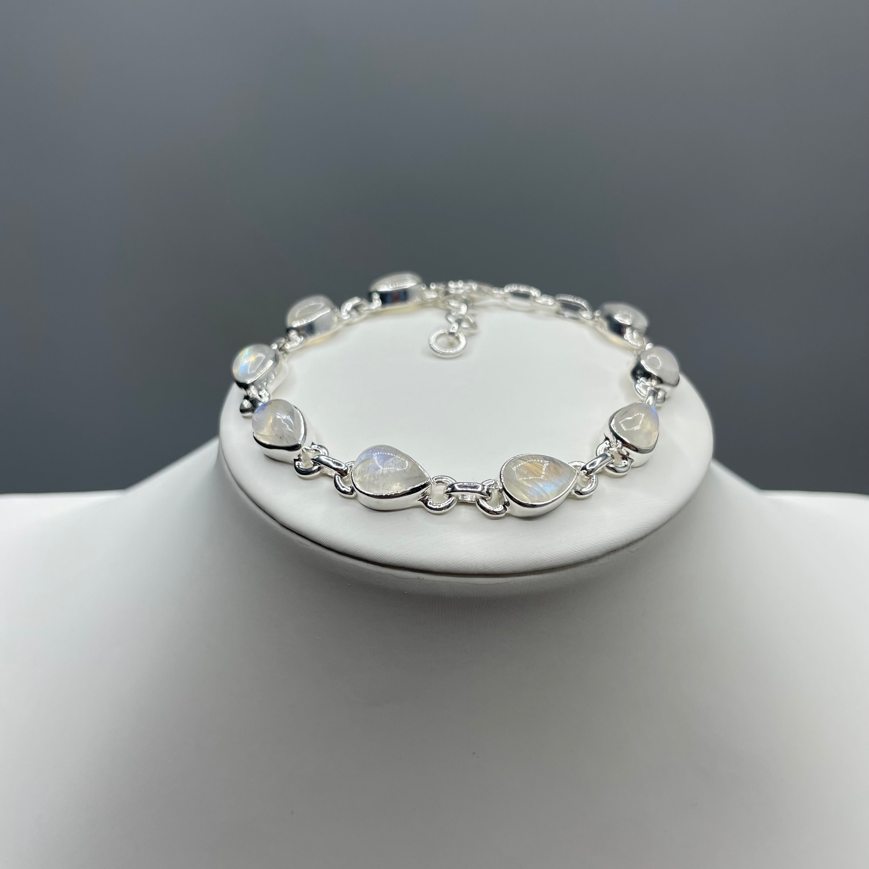 Bracciale Labradorite Bianca e Argento 925 - a Goccia