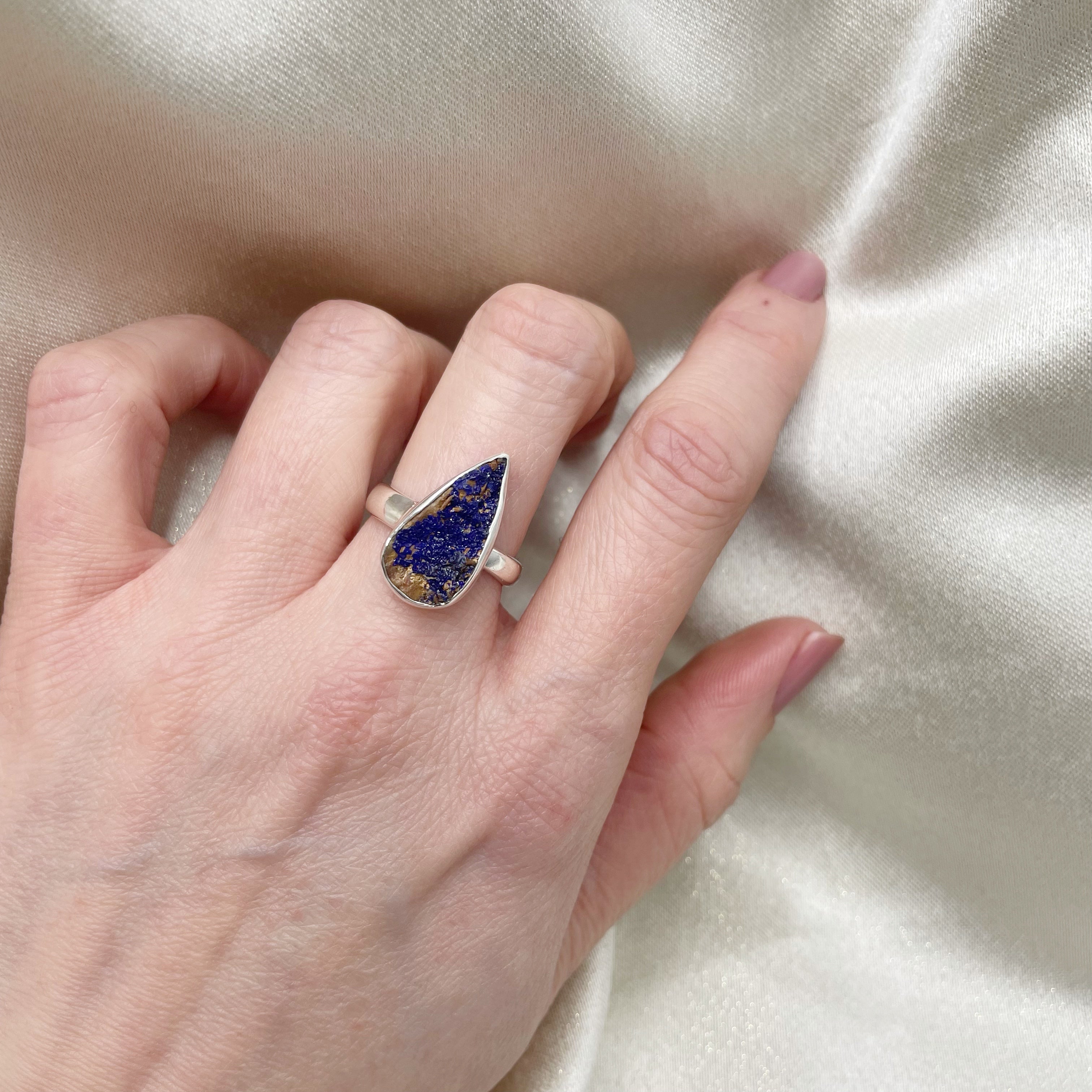 Anello Drusa di Azzurrite e Argento 925