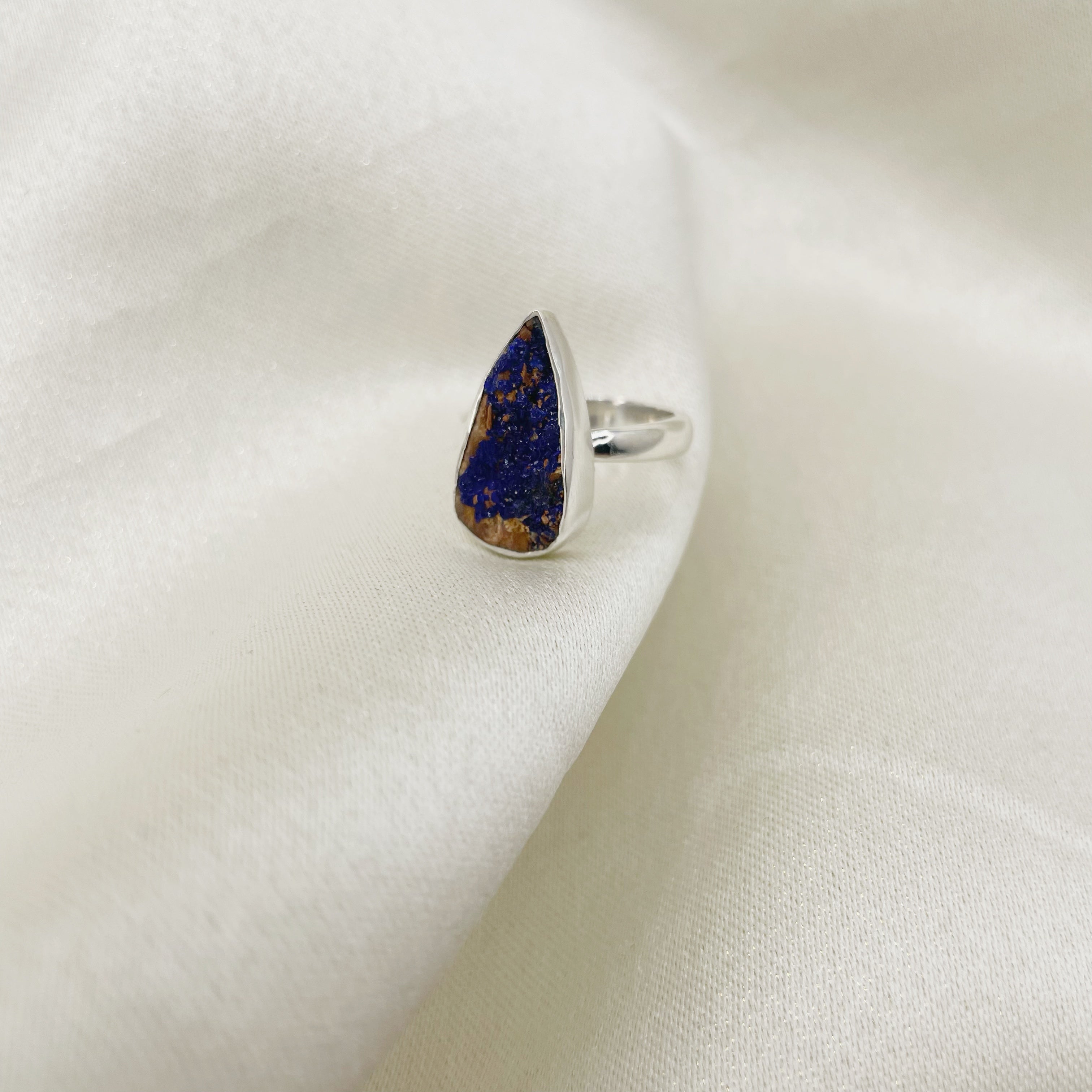 Anello Drusa di Azzurrite e Argento 925