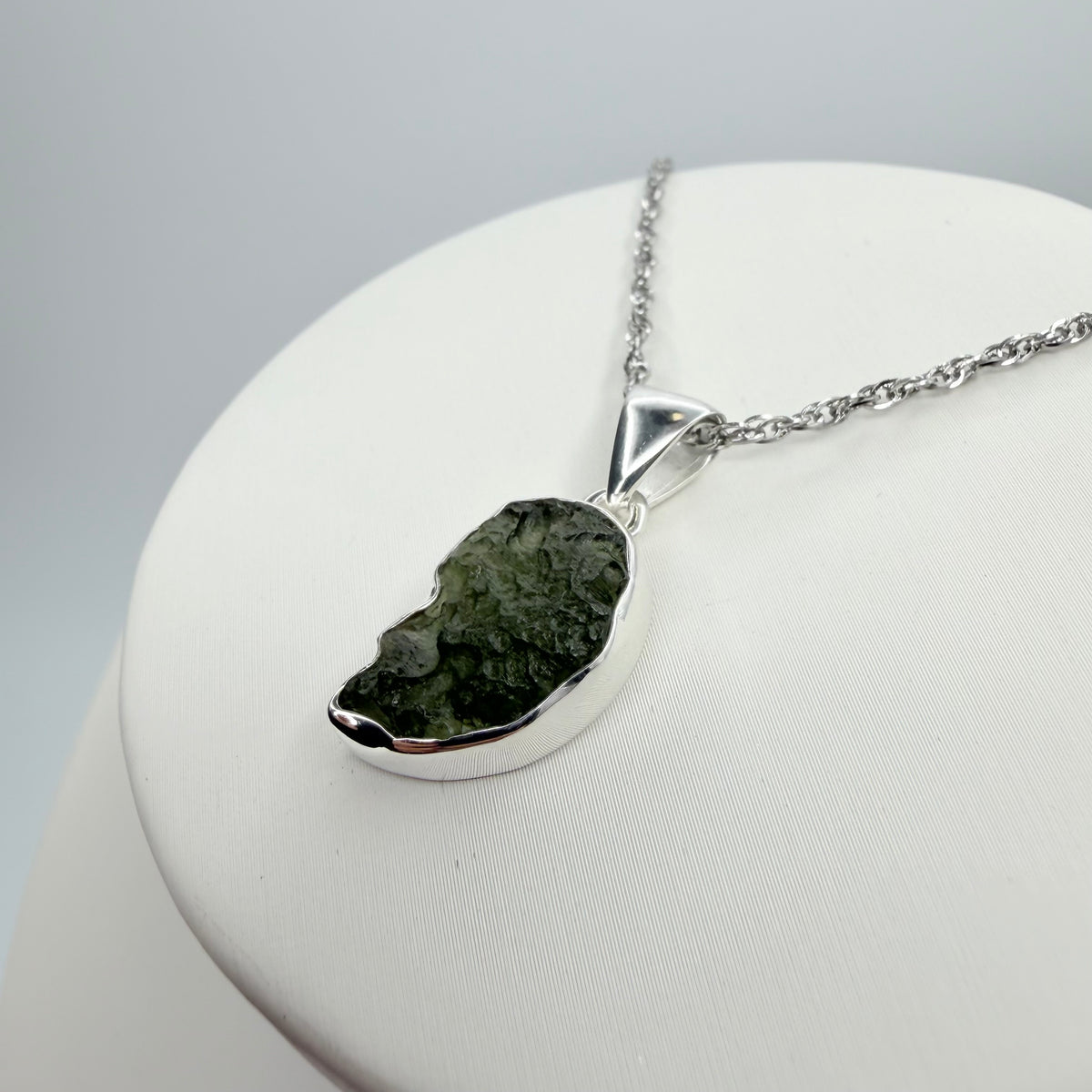 Ciondolo Moldavite Grezza - Argento 925