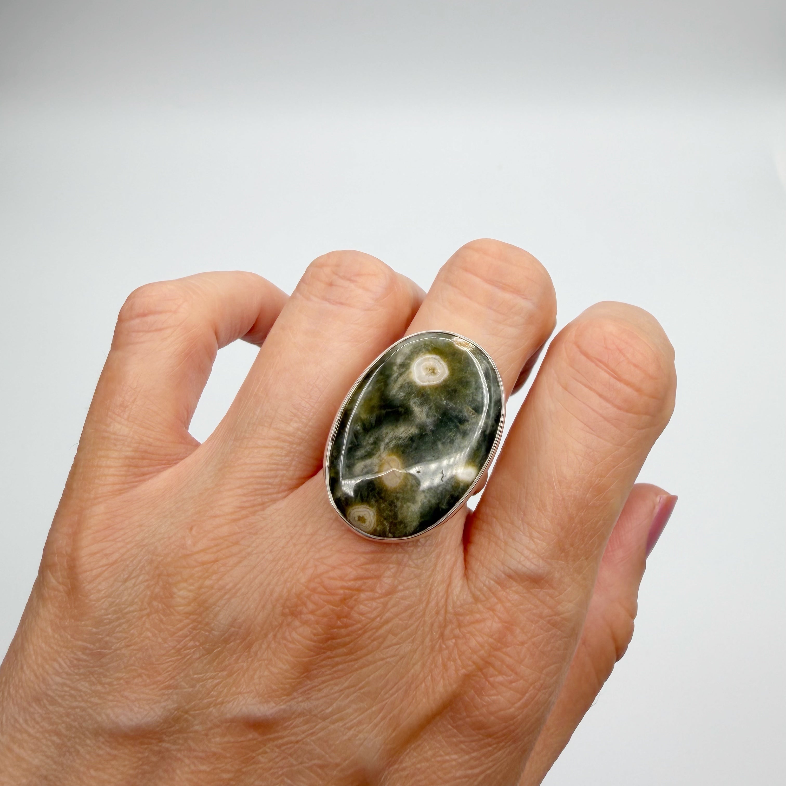 Anello Diaspro Oceano Argento 925 - Ovale