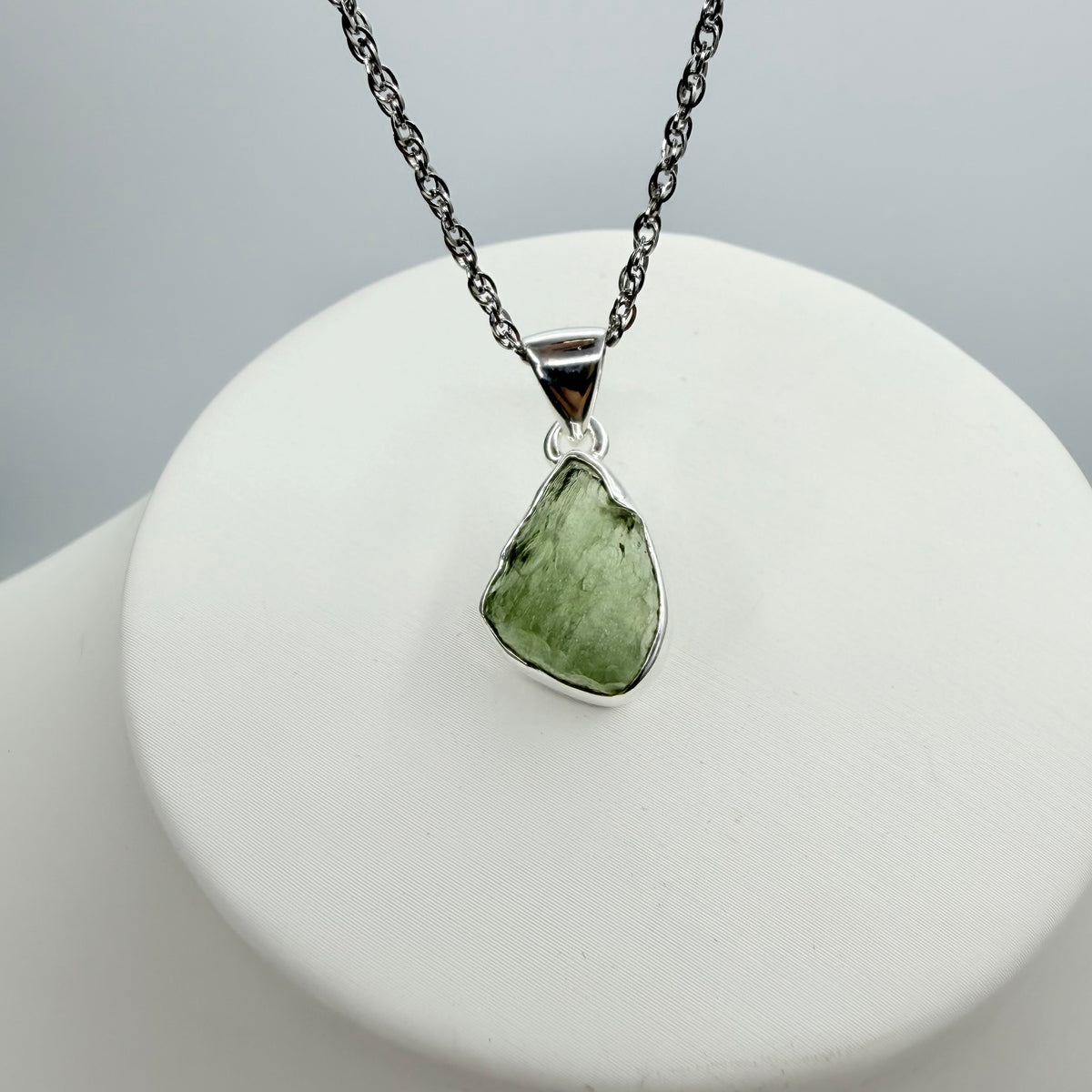 Ciondolo Moldavite Grezza - Argento 925