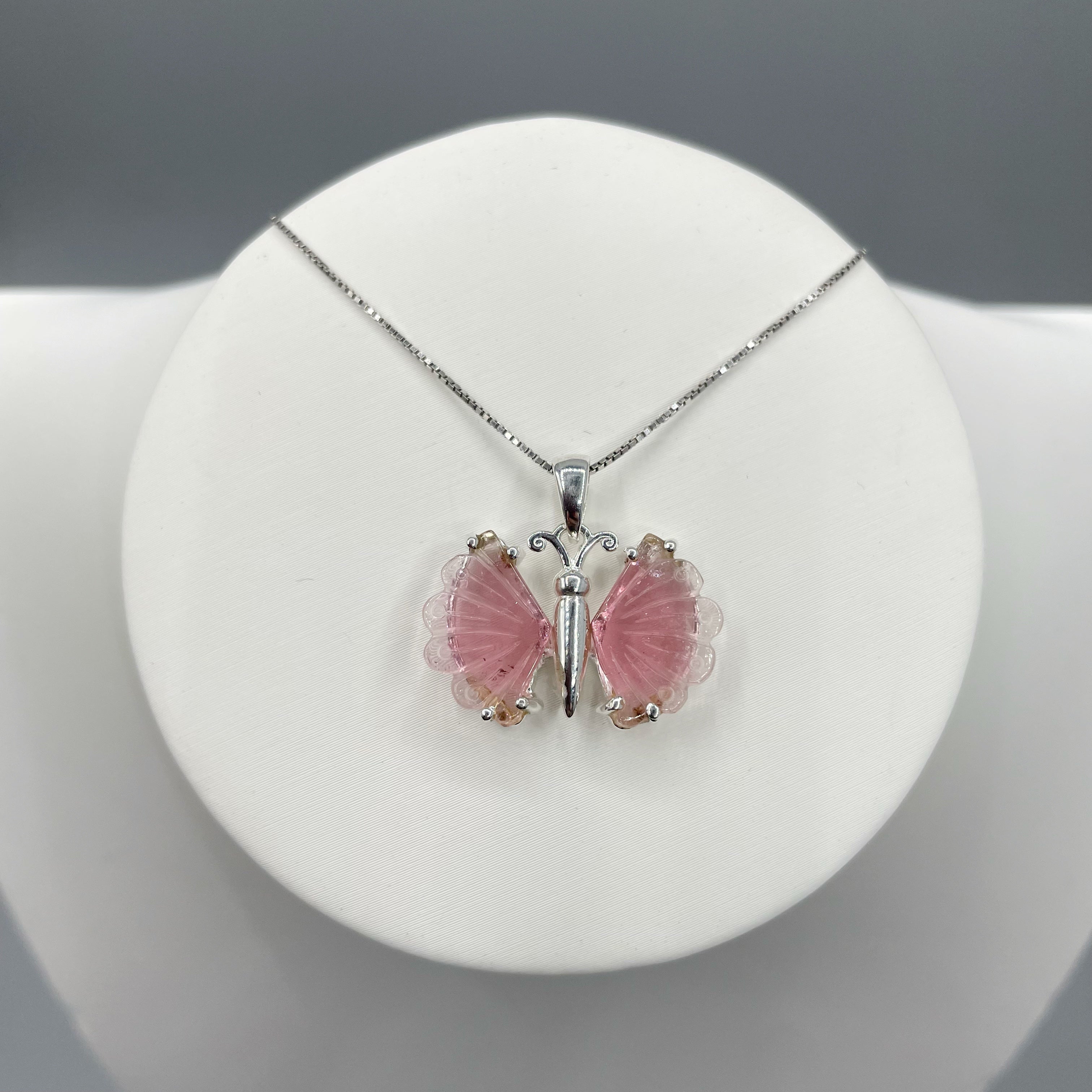 Ciondolo Farfalla Tormalina Rosa e Argento 925