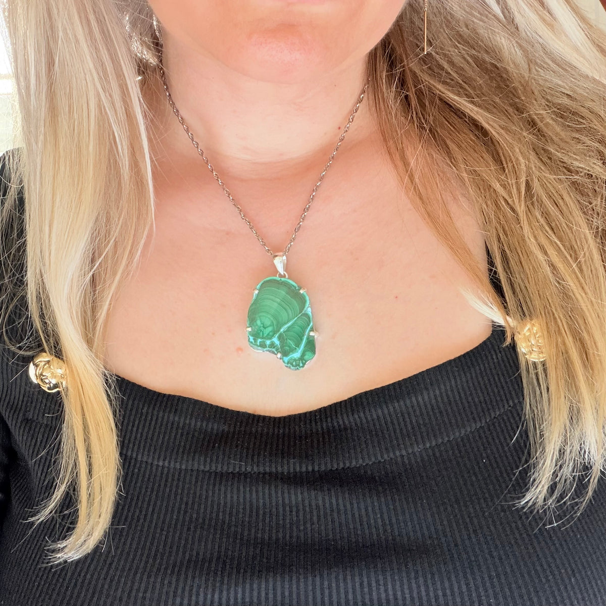 Ciondolo Malachite e Crisocolla Argento 925 - irregolare