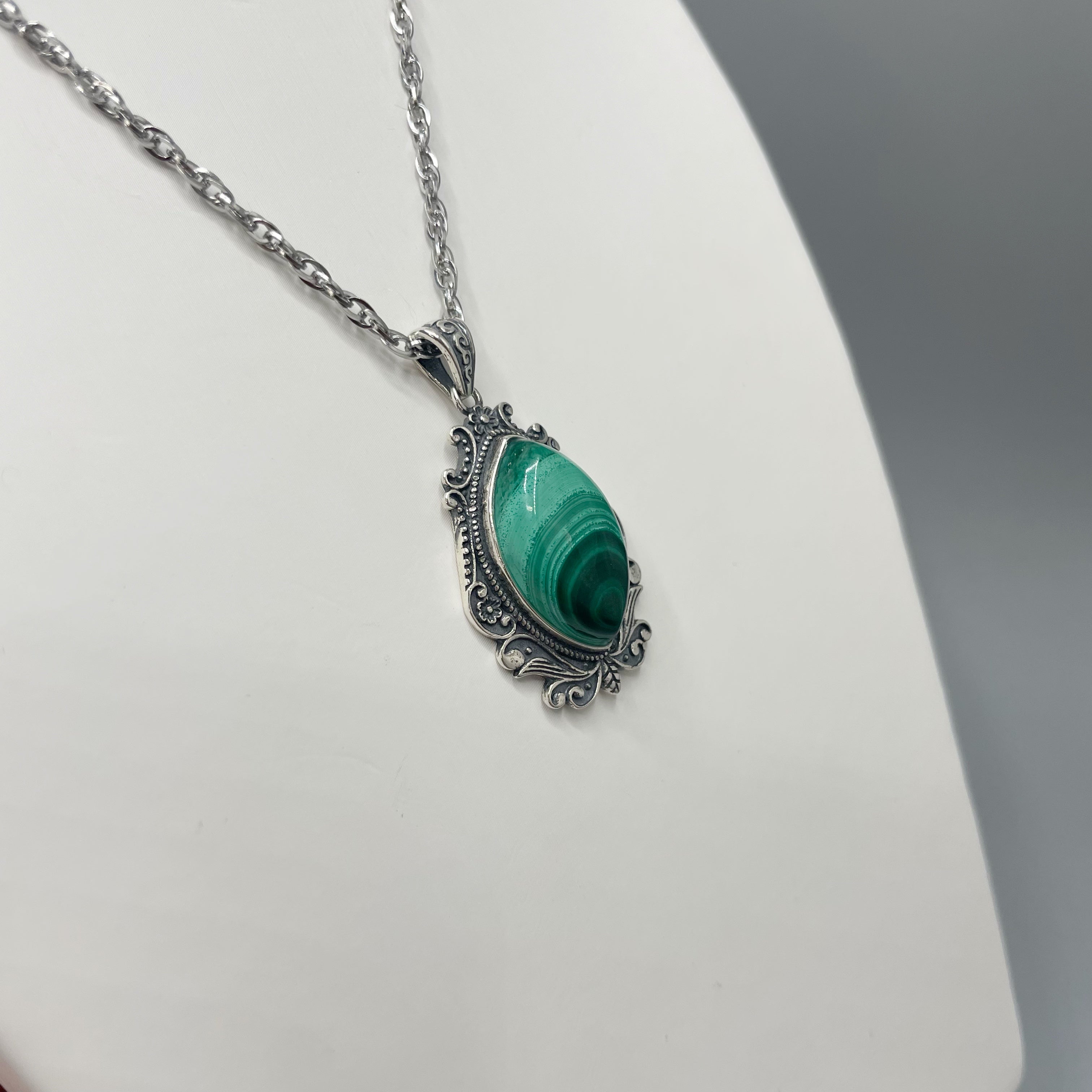 Ciondolo Malachite Vintage - Argento 925