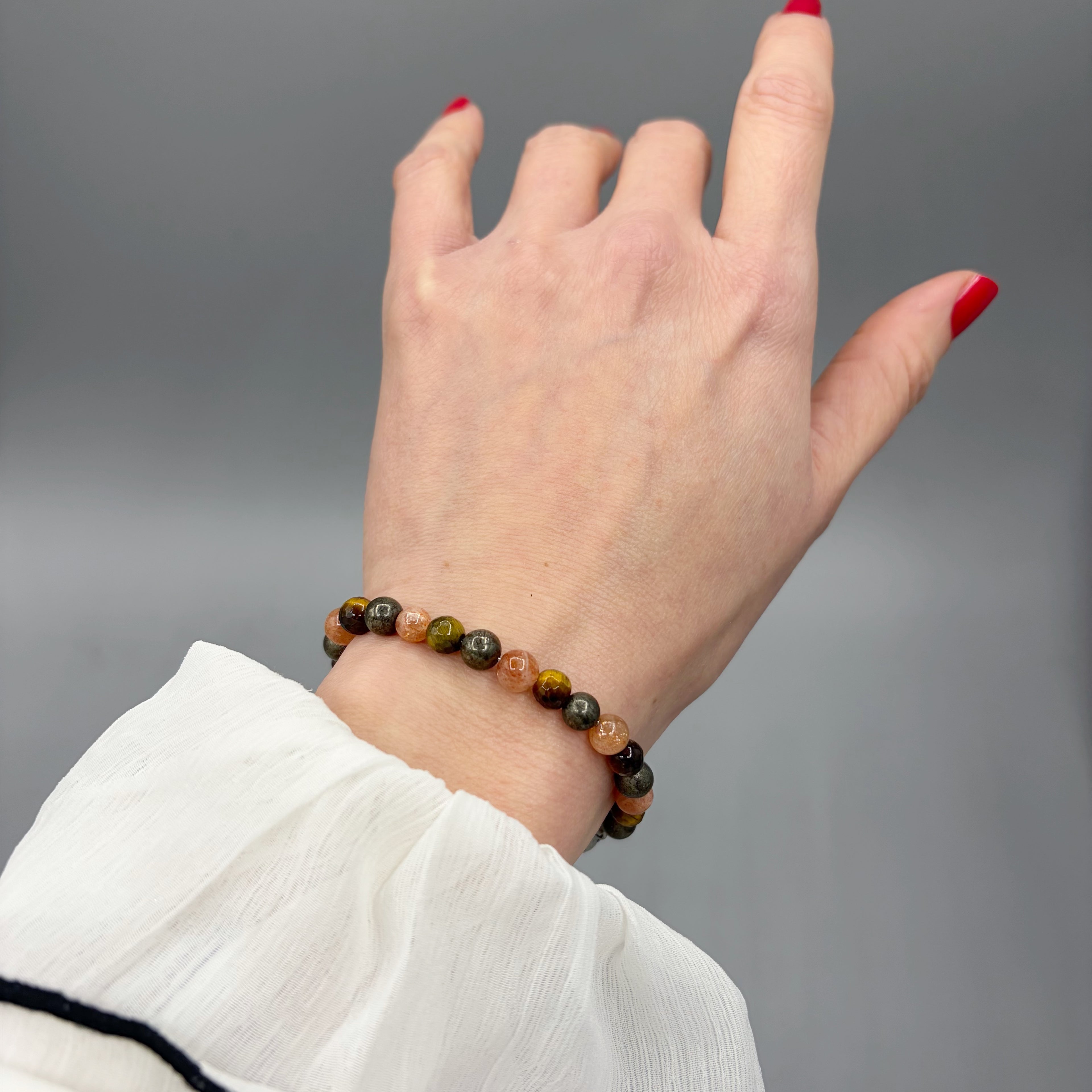 Bracciale Ricchezza - Pirite, Occhio di Tigre, Pietra del Sole - LIMITED EDITION