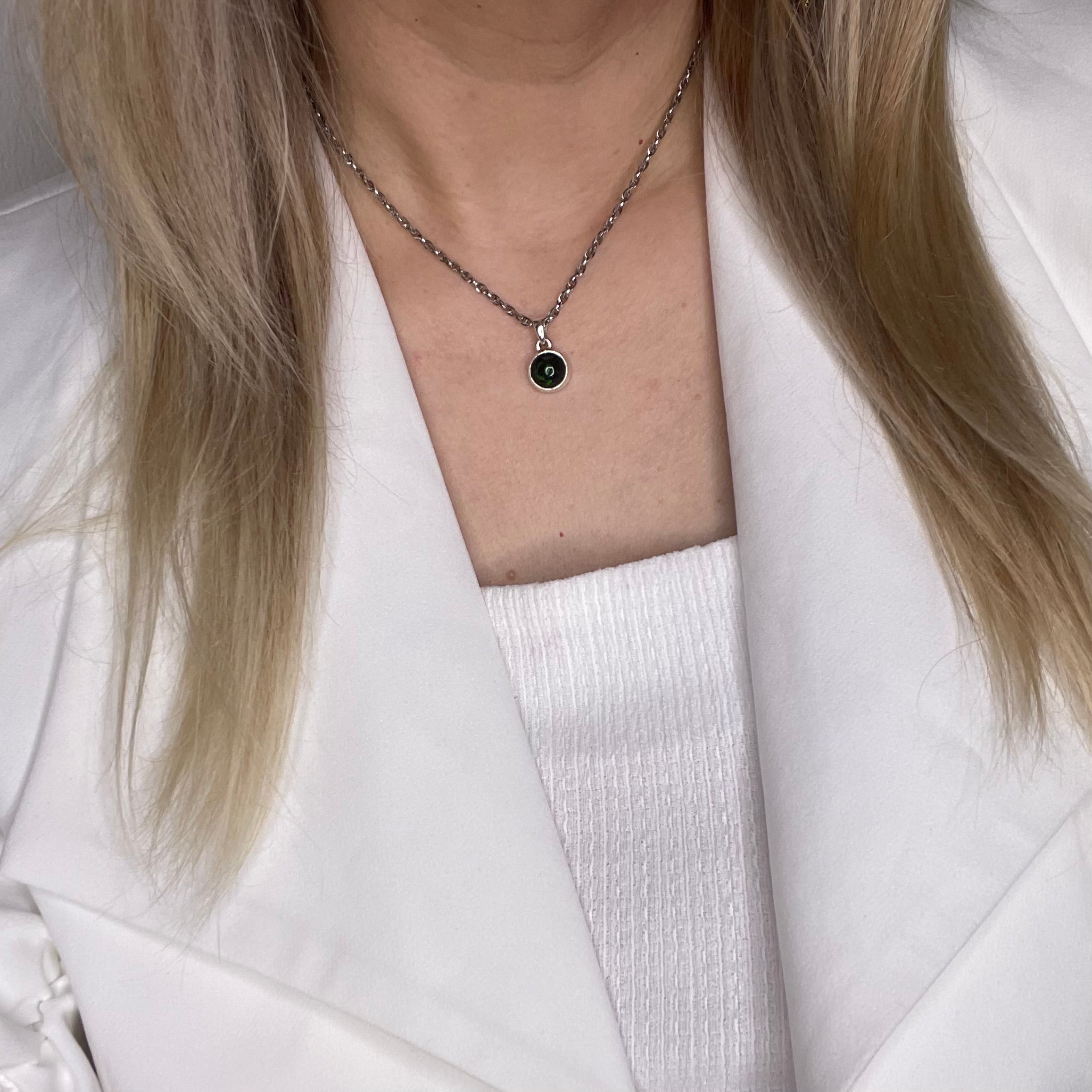 Ciondolo Opale Nero Chalama Tondo - Argento 925