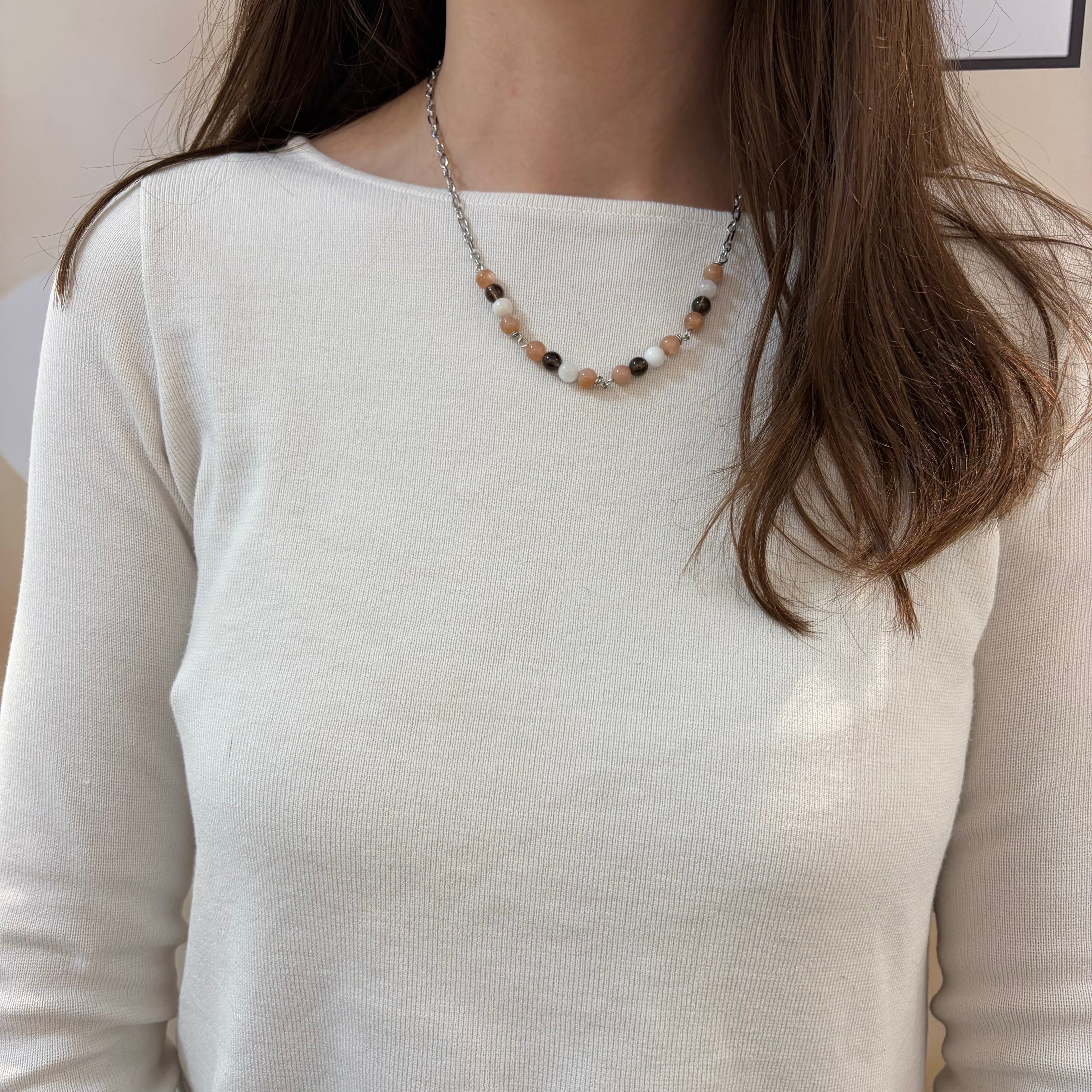 Girocollo Happiness - Pietra di Luna, Quarzo Fumè, Labradorite