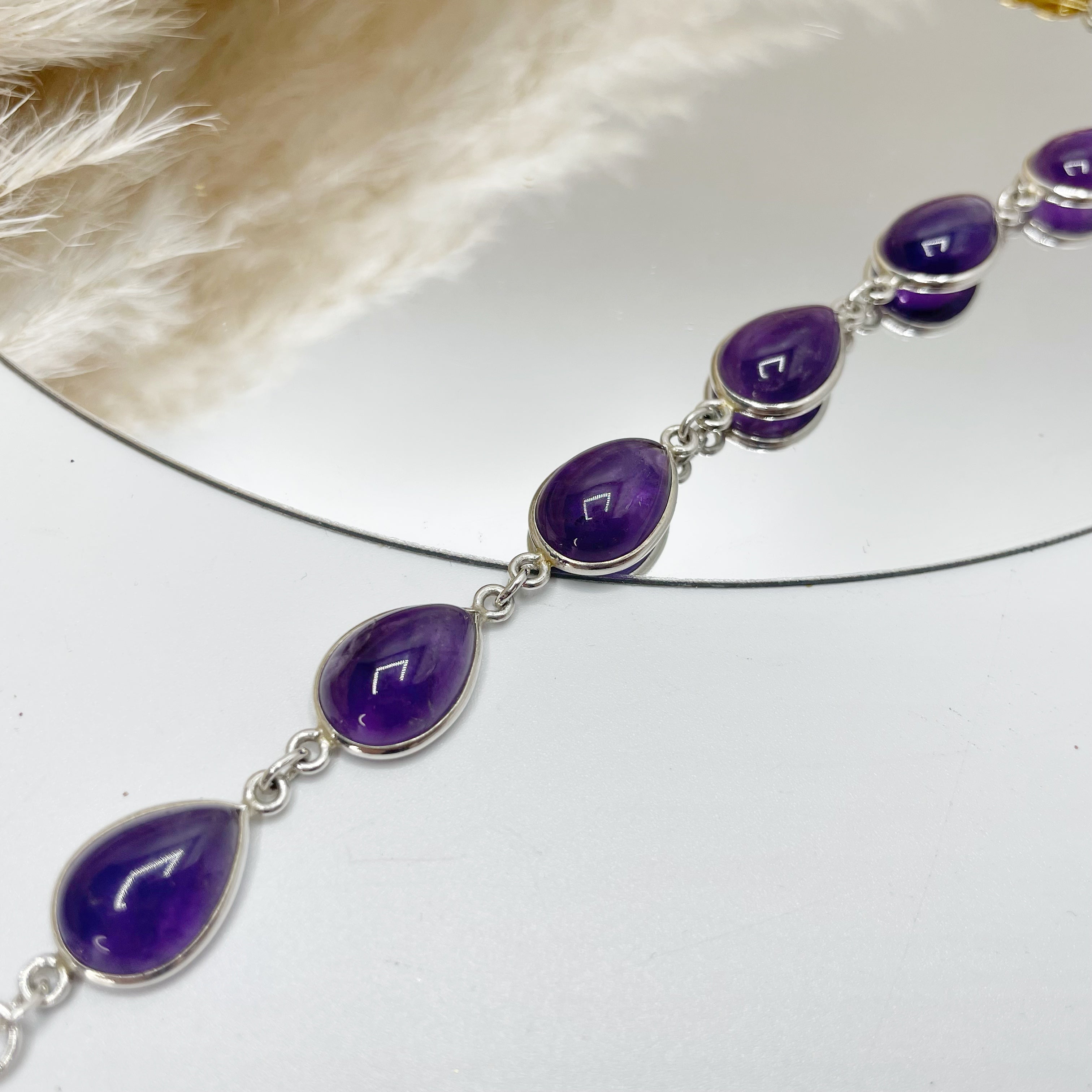 Bracciale Ametista a Goccia - Argento 925