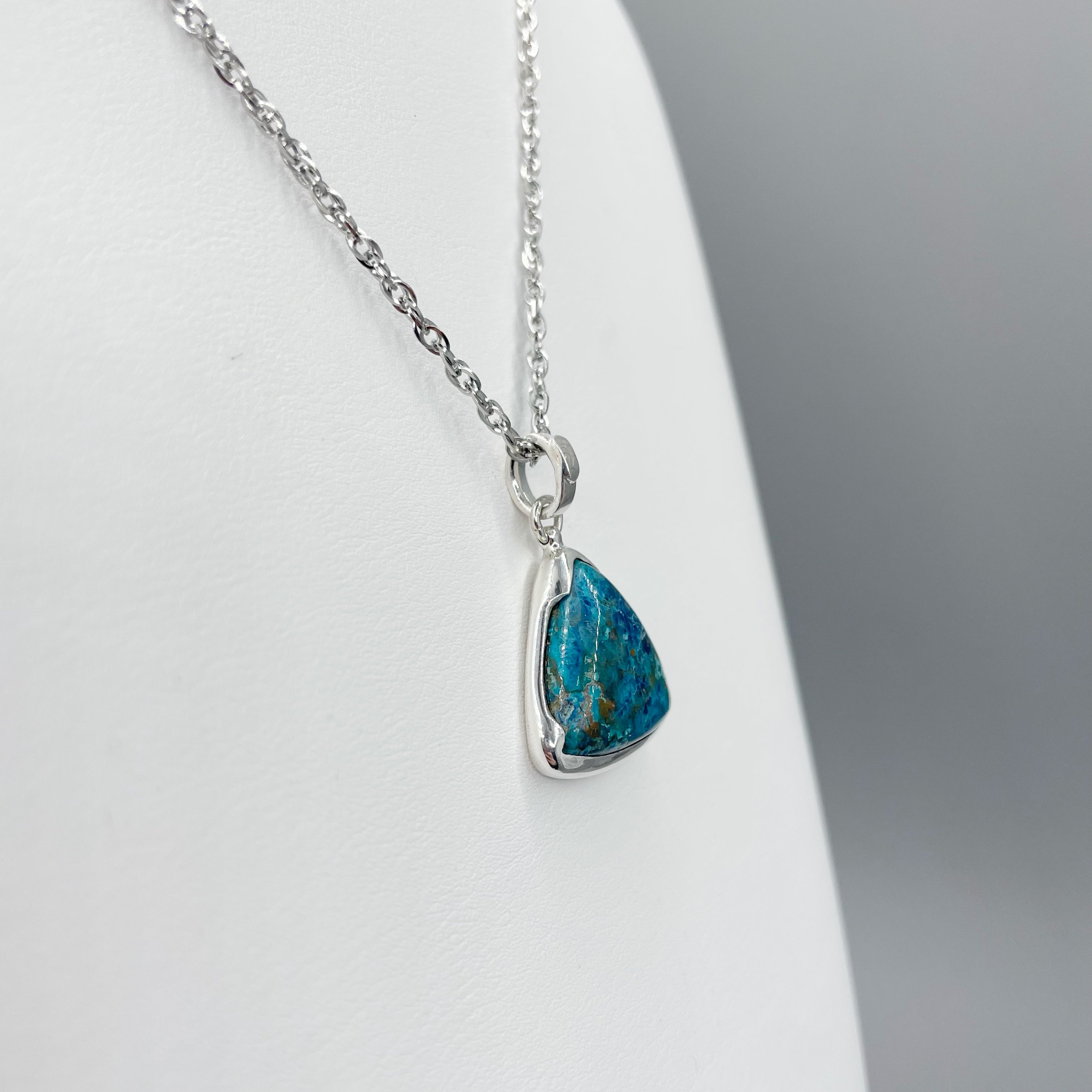 Ciondolo Crisocolla Triangolo - Argento 925