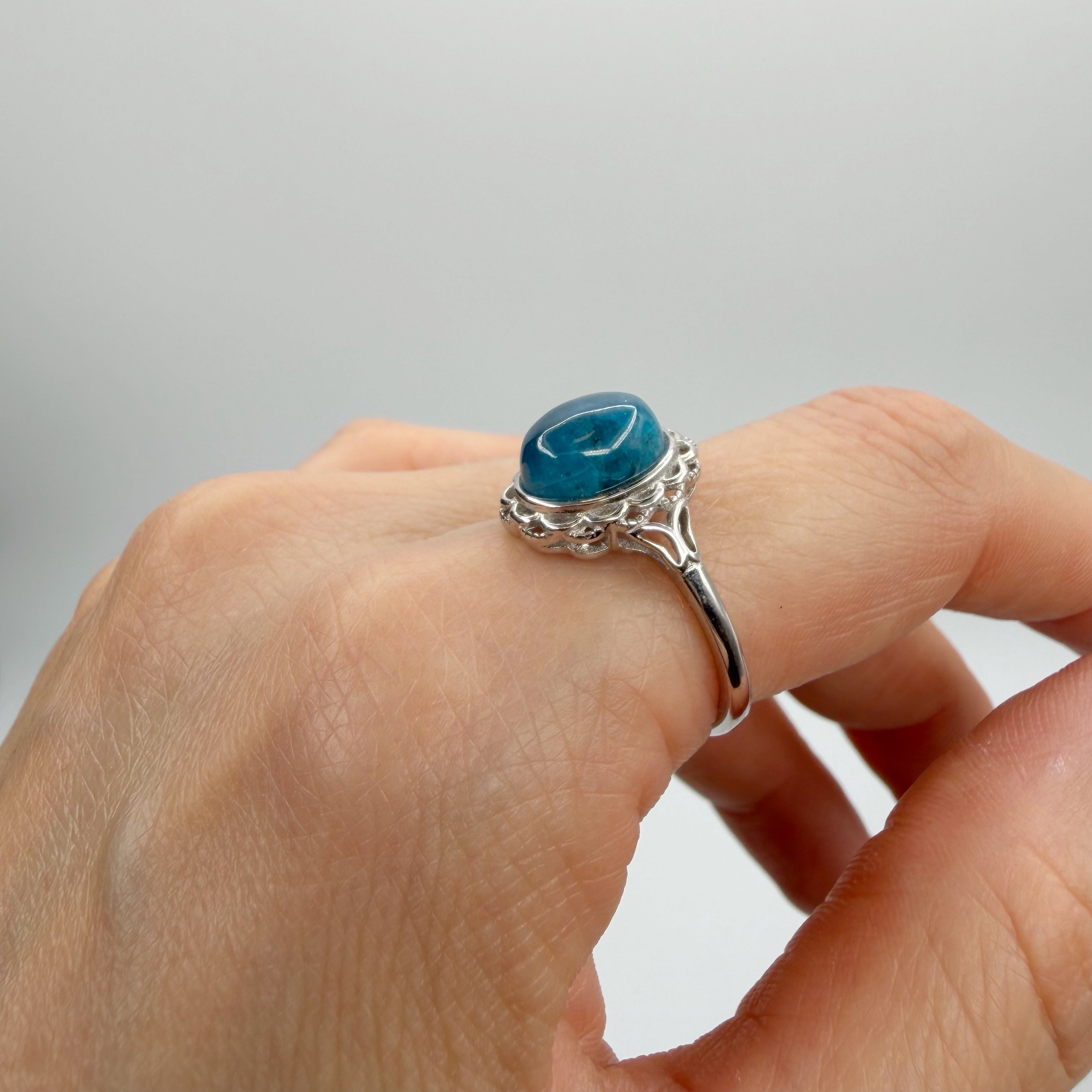 Anello Apatite Ovale - Argento 925